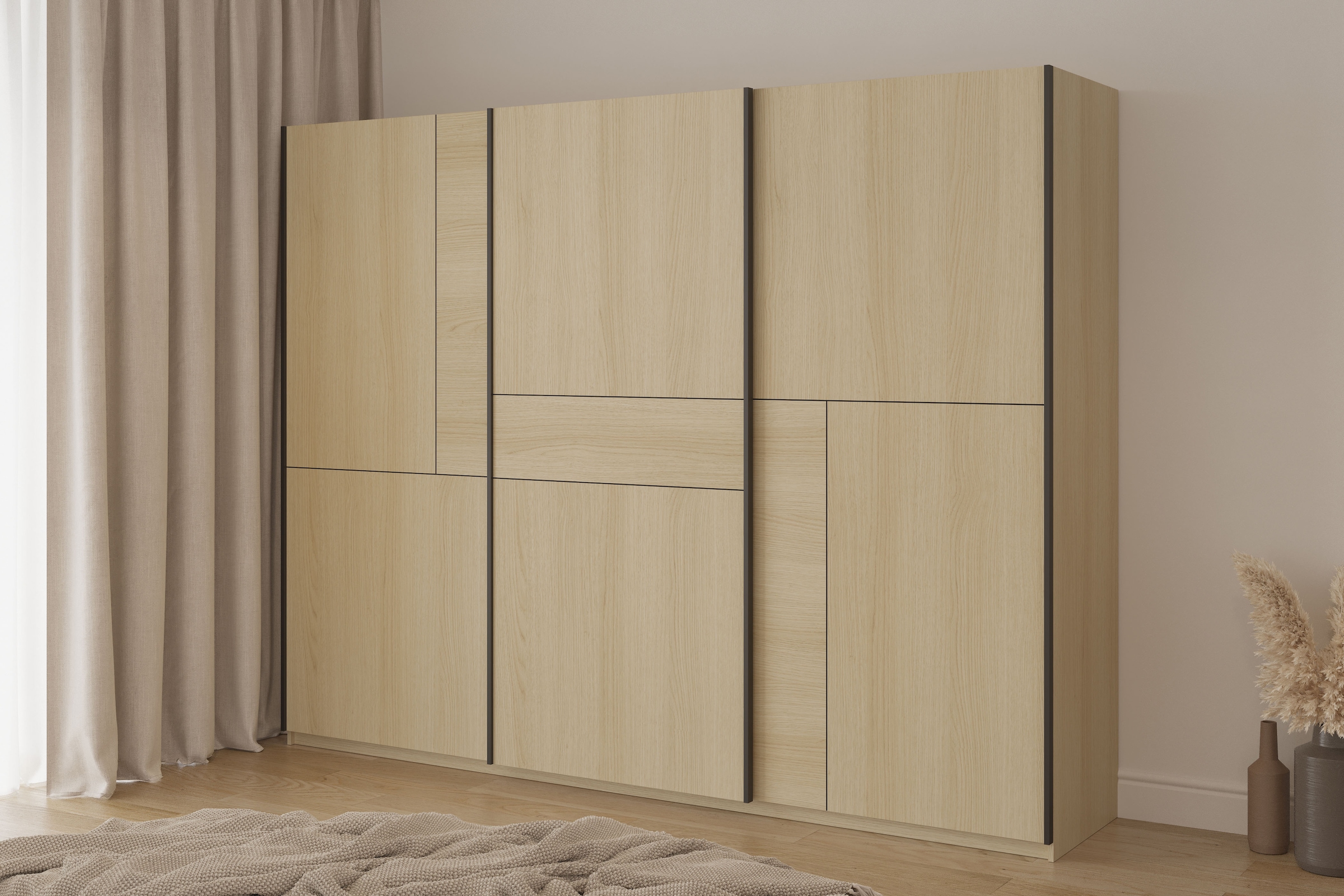 Home affaire Schiebetürenschrank »Cube Garderobenschrank incl.kompletter Innenausstattung«, Moderner Kleiderschrank, Schiebetürenschrank, Garderobe