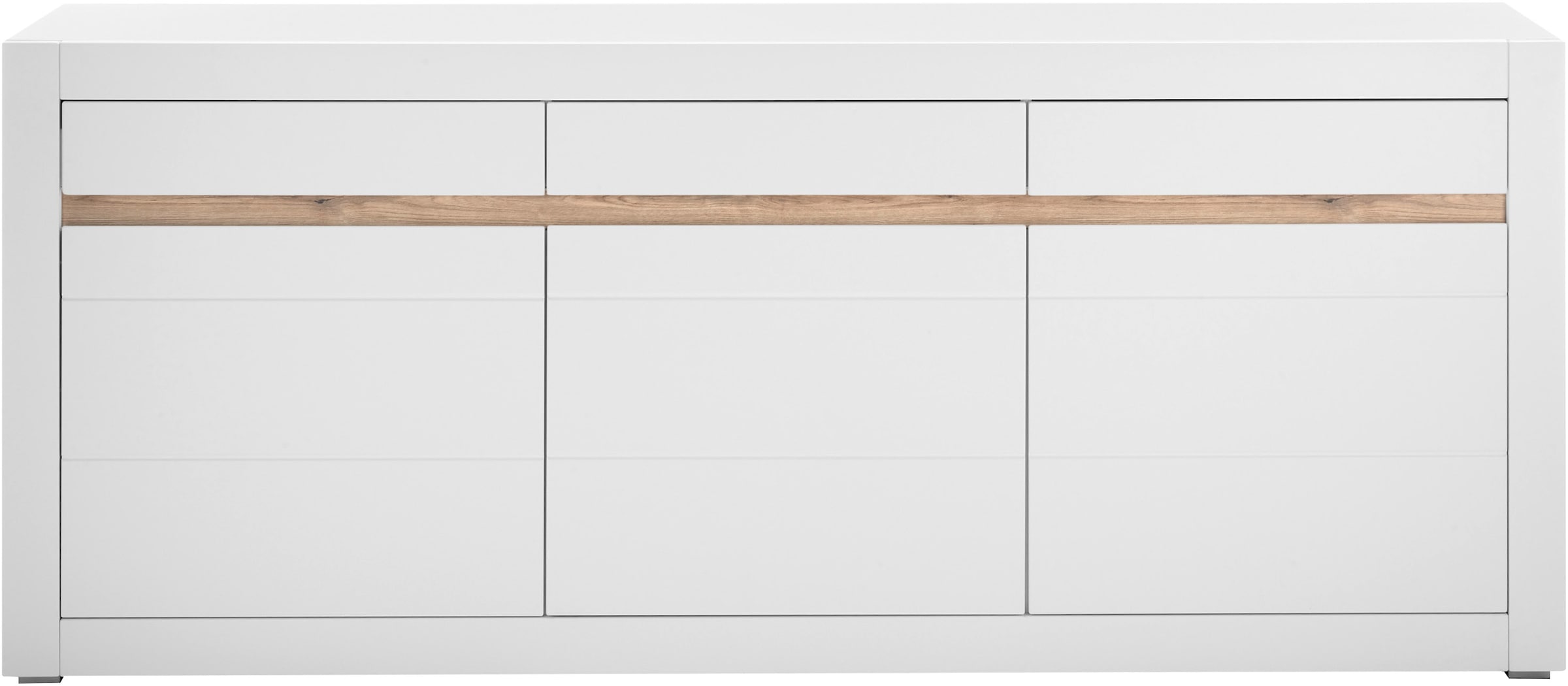 INOSIGN Sideboard »Chester, moderne Anrichte, Kommode mit Stauraum, Schrank, Weiß Matt«, (1 St.), austauschbare Blende in Griffleiste, zeitloses Design, 217 cm breit