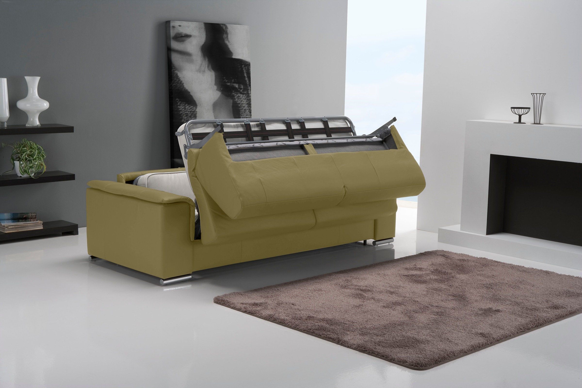 Egoitaliano Schlafsofa »Cecilia, modern & elegant, erstklassiger Sitzkomfort, Dauerschläfer«, inkl. Matratze und hochwertigem Metallbettrahmen, toller Schlafkomfort