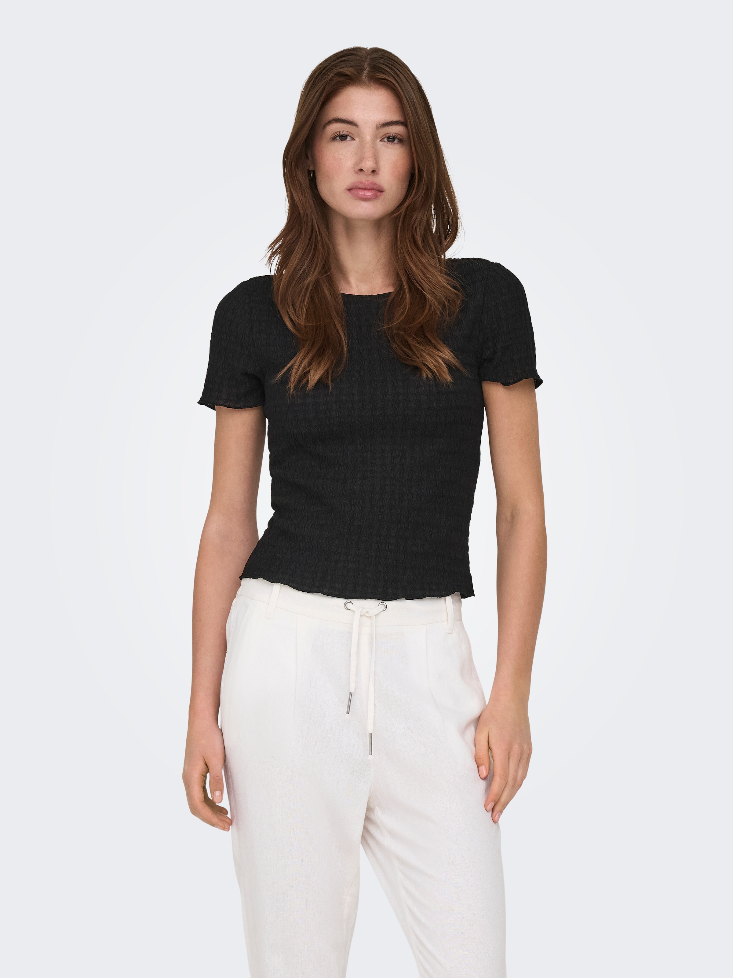 ONLY Kurzarmshirt »ONLILSE S/S TOP STRUCTURE JRS NOOS« Kunstfaser, regular fit