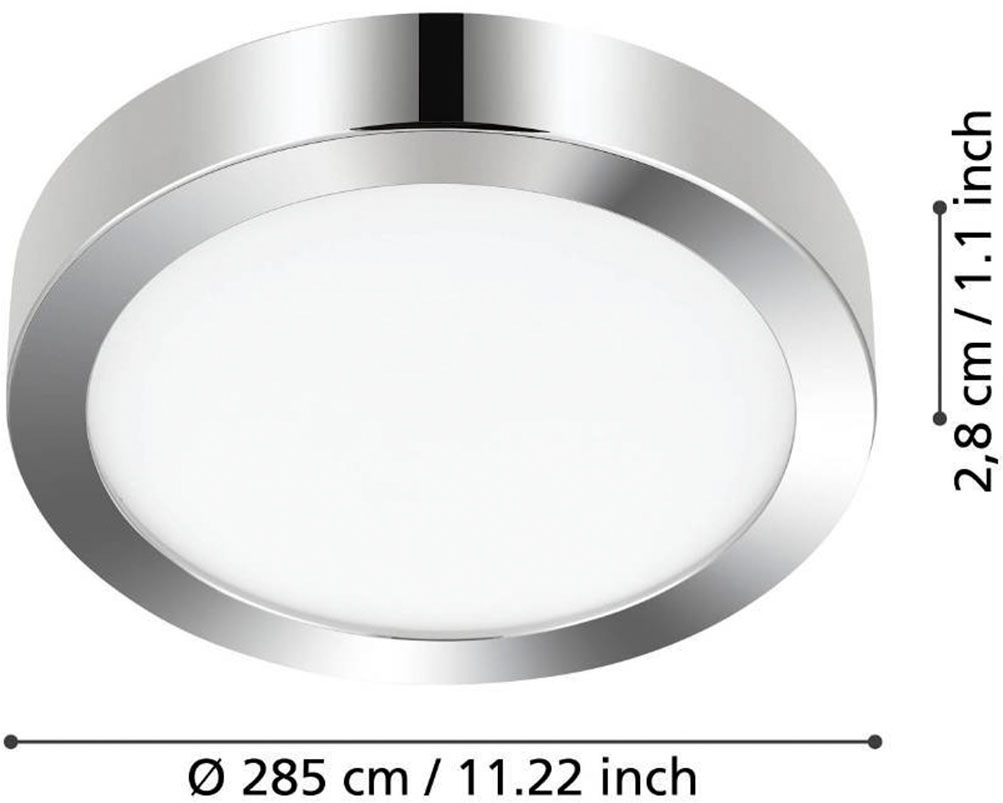 EGLO Deckenleuchte »FUEVA 5 Deckenlampe, chrom, IP44, geringe Aufbauhöhe, 20 Watt, Rund«, Leuchtmittel LED-Modul | LED fest integriert, Aufbauleuchte, Badezimmer, Bad-Deckenlampe, modern, 28,5x2,8cm