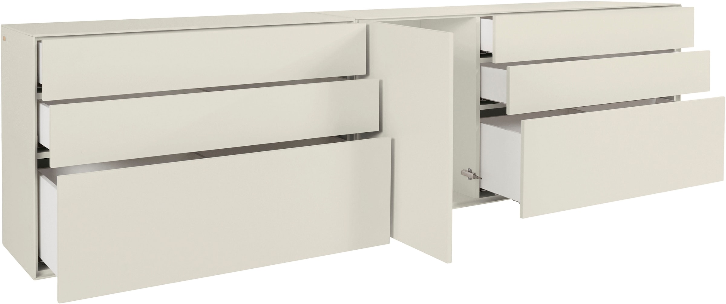 LeGer Home by Lena Gercke Sideboard »Essentials«, (2 St.), Breite: 279cm, MDF lackiert, Push-to-open-Funktion