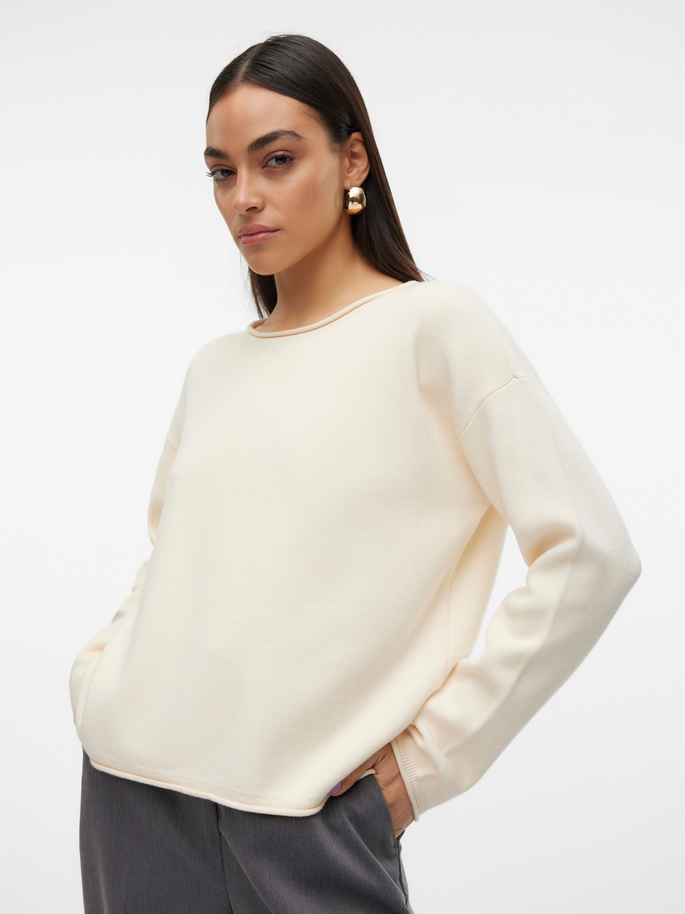 Vero Moda Strickpullover »VMGOLD ROLL LS O-NECK PULLOVER GA«