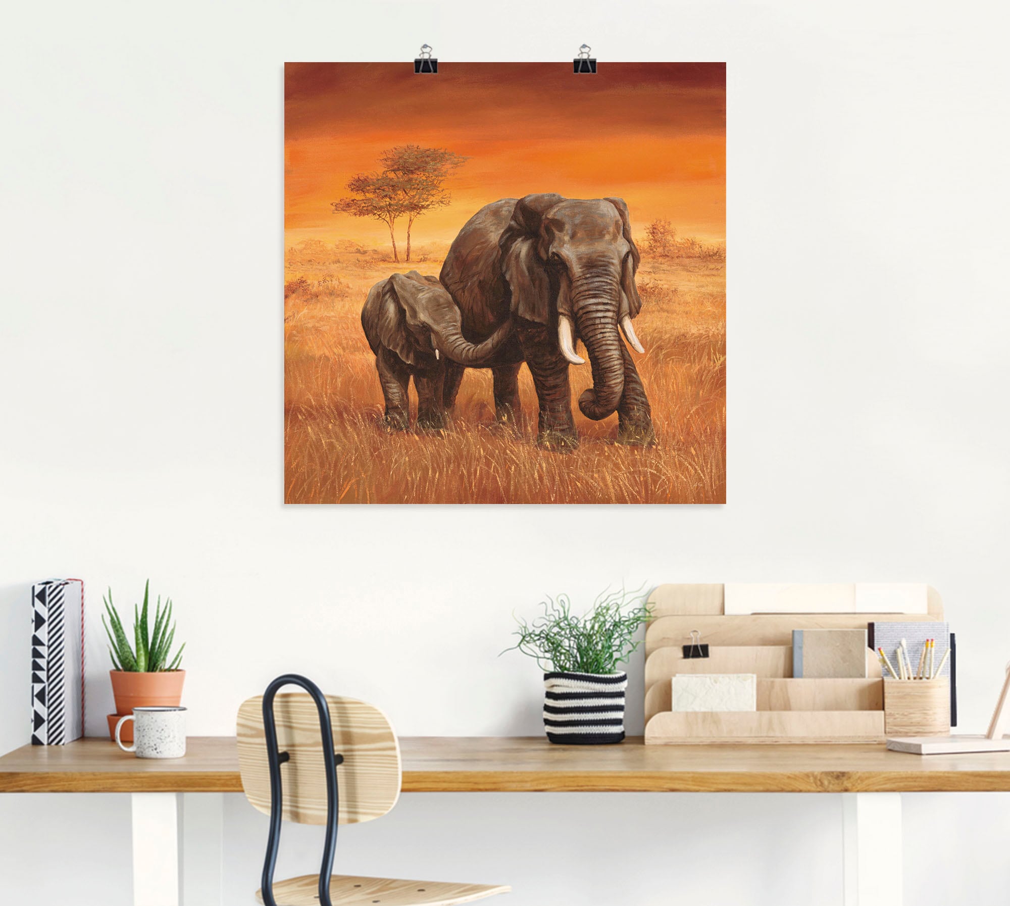 Artland Wandbild »Elefanten II«, Wildtiere, (1 St.), als Alubild, Outdoorbild, Leinwandbild, Poster, Wandaufkleber