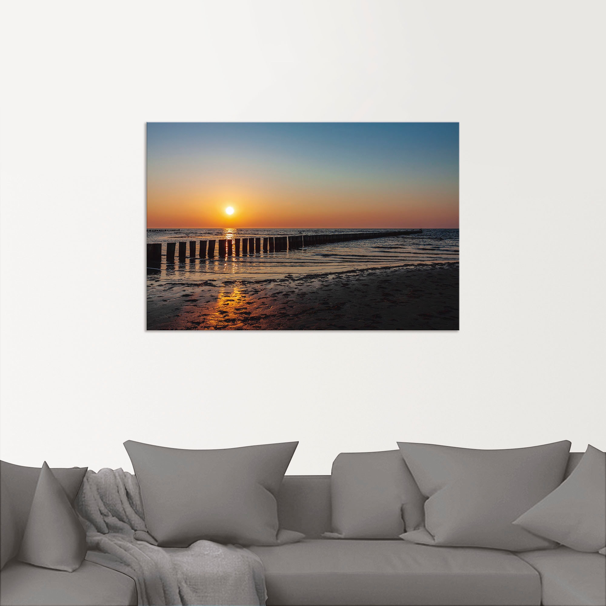 Artland Wandbild »Sonnenuntergang an Ostsee Insel Poel«, Bilder vom Sonnenuntergang & -aufgang (1 Stück), in vielen Größen & Produktarten - Alubild / Outdoorbild, Leinwandbild, Poster, Wandaufkleber / Wandtattoo auch für Badezimmer geeignet