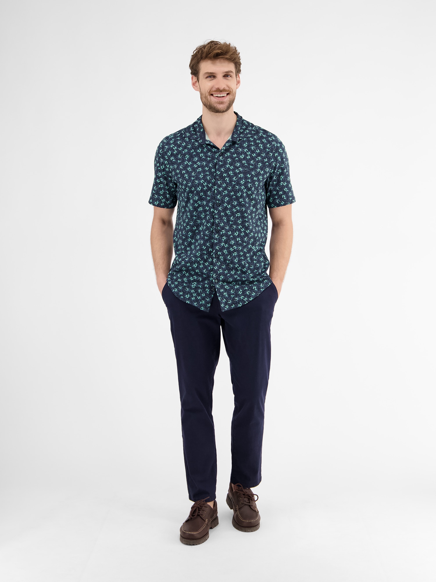 LERROS Kurzarmhemd »Herren Jerseyhemd, floral gemustert«