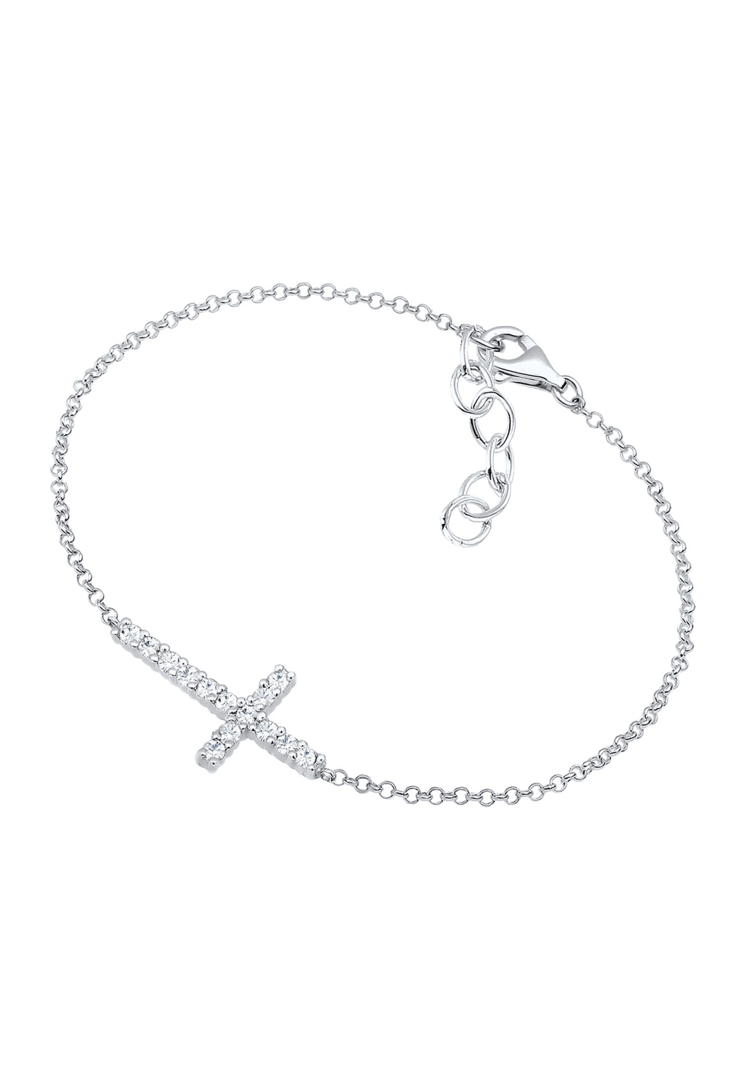 Elli Armkette »Armband Kreuz Glaube Kristalle Funkelnd Elegant 925 Silber«