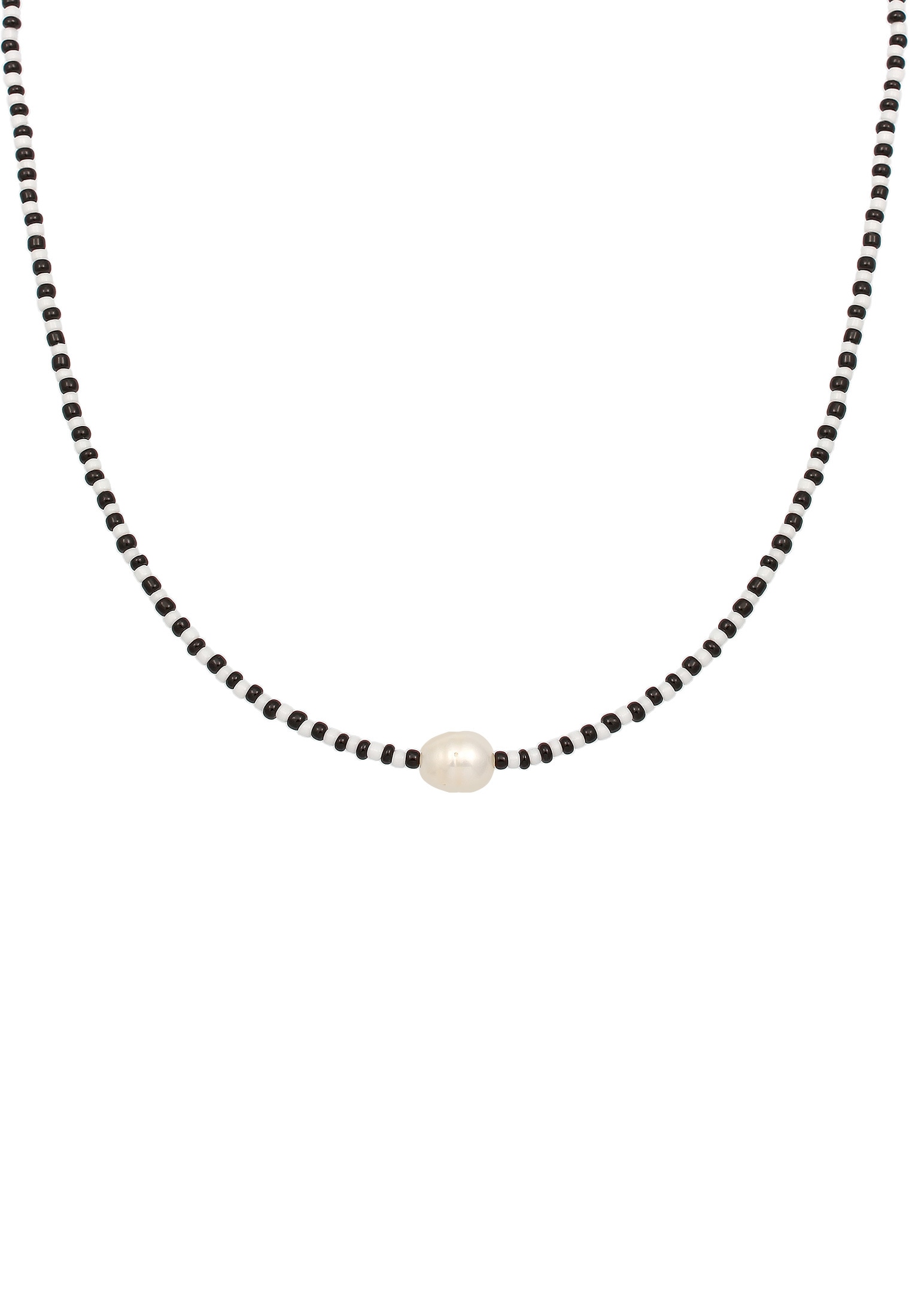 Elli Silberkette »Halskette Barock Perle Glas Beads Schwarz 925 Sterling Silber«