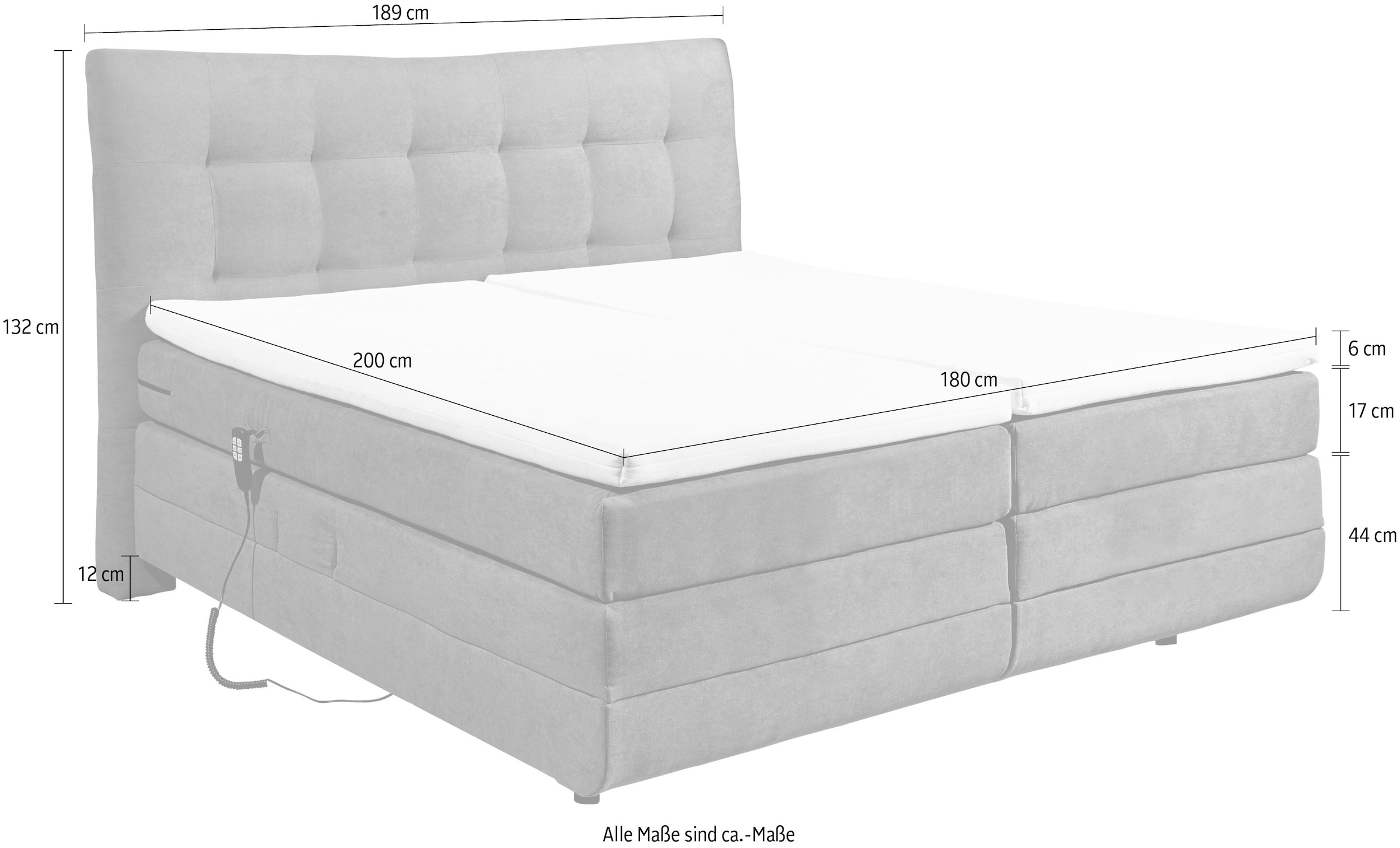 ED EXCITING DESIGN Boxspringbett »Malibu«, inkl. Motor und Topper