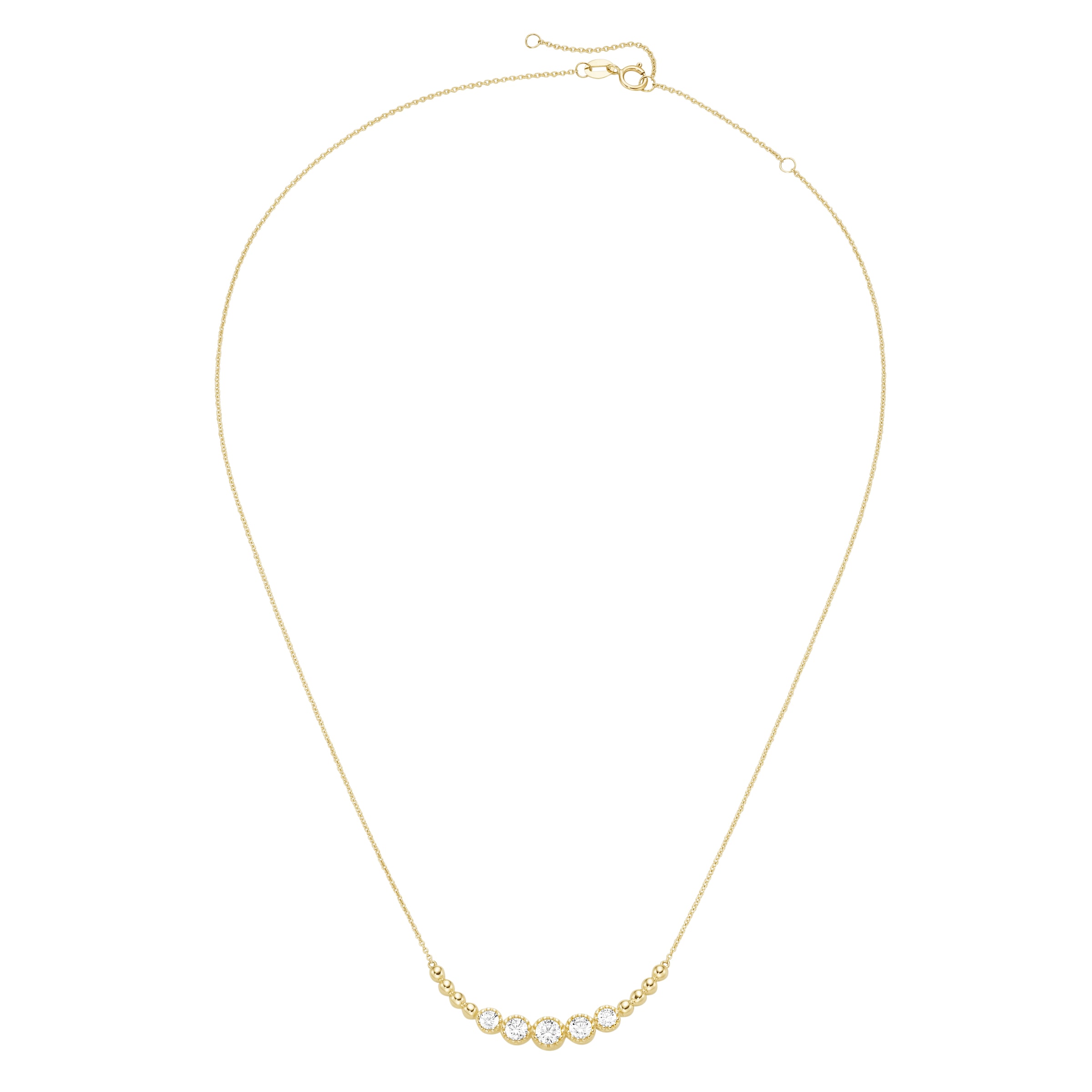 Luigi Merano Collier »Collier mit Zirkonia & Kugeln im Bogen in verschiedenen Größen, Gold 375«