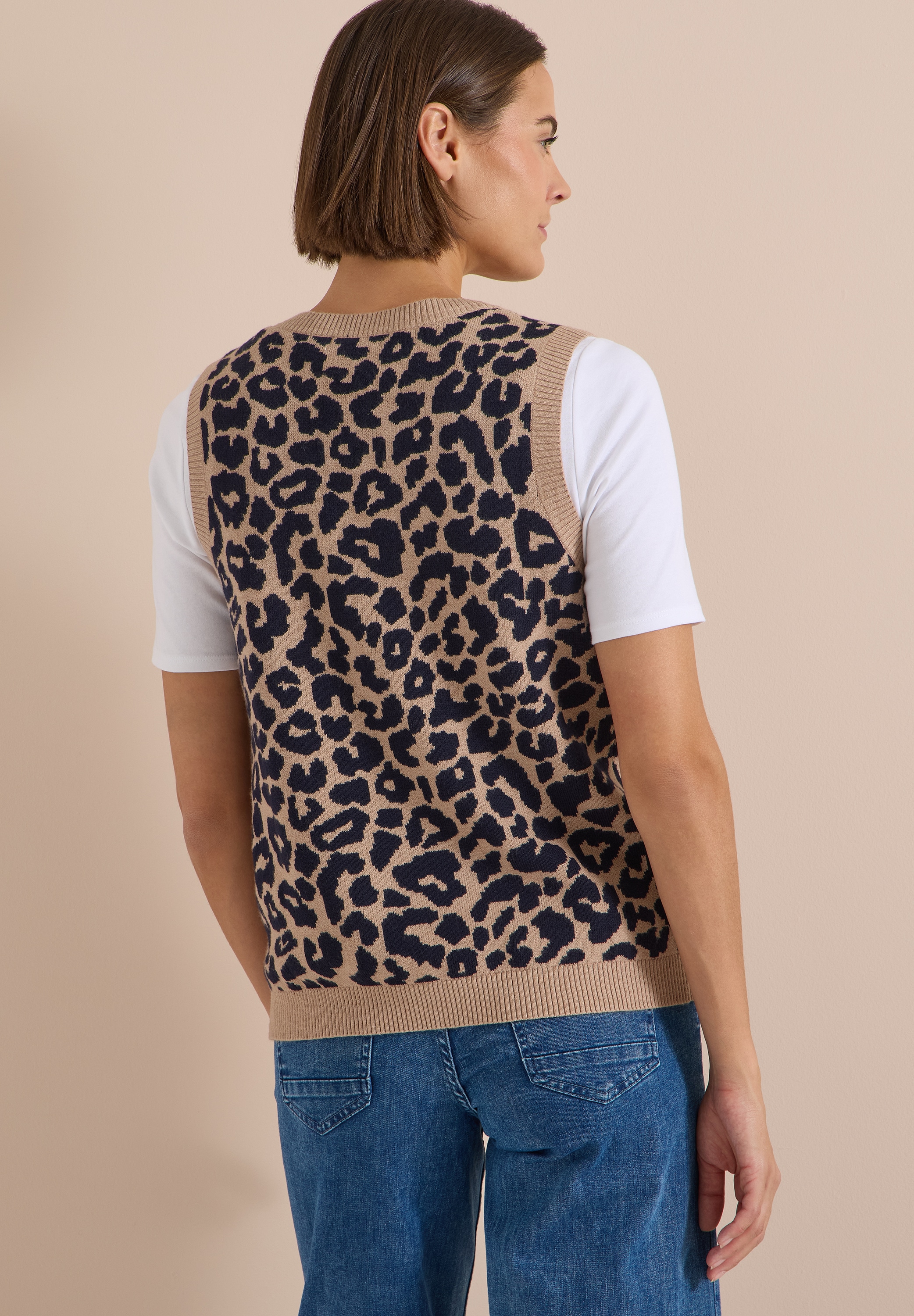 Cecil Pullunder Sommer-Weste mit V-Neck und Leo-Muster