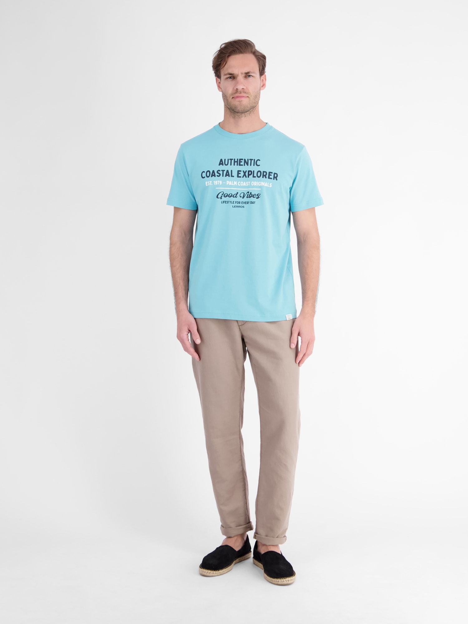 LERROS T-Shirt »T-Shirt mit O-Neck aus softer Baumwolle mit Summervibe-Print«