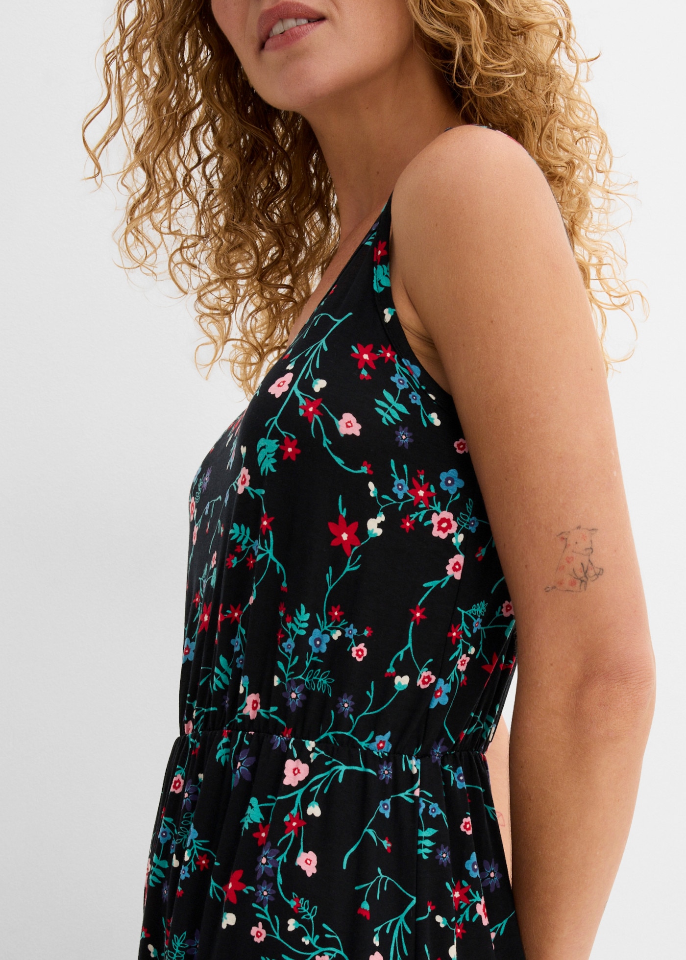 bonprix Maxikleid regular fit, ohne Ärmel, aus Viskose und Elasthan, Maxikleid-Länge