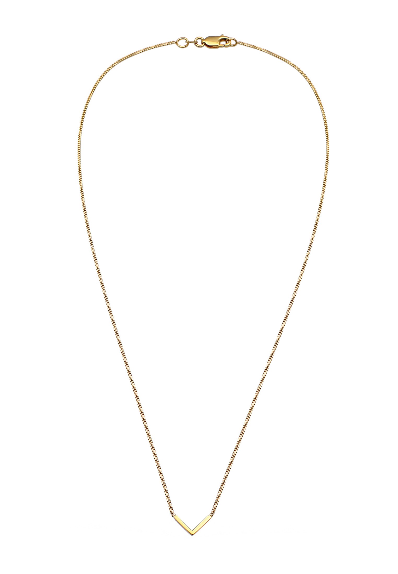 Elli Premium Kette mit Anhänger »Halskette V-Kette Geo Minimal 375 Gelbgold«