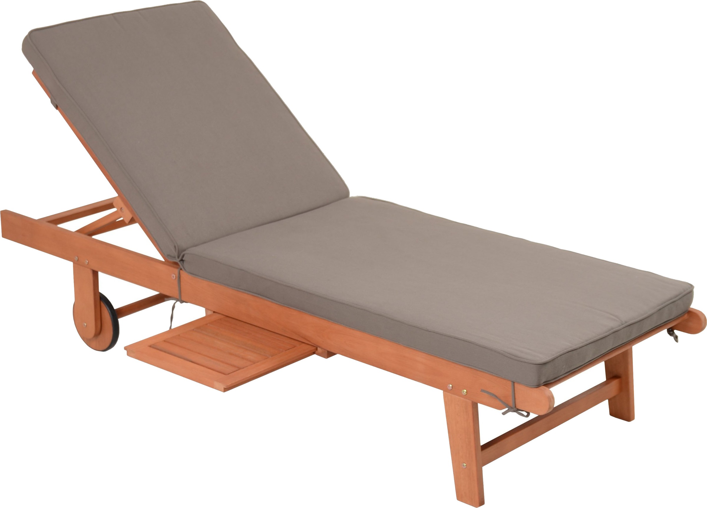 Garden Pleasure Gartenliege »Sonnenliege »SAN DIEGO«, braun« Eukalyptusholz, verstellbare Rückenlehne, L: 110, cmausziehbarer Tisch