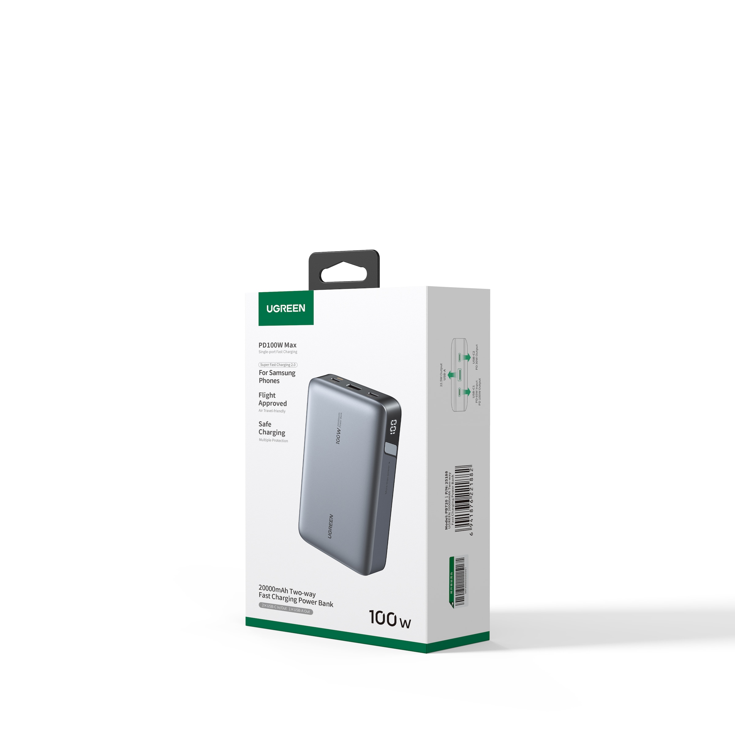 UGREEN Powerbank, 20000 mAh, Hohe Ladegeschwindigkeit, 100W, hohe Kapazität
