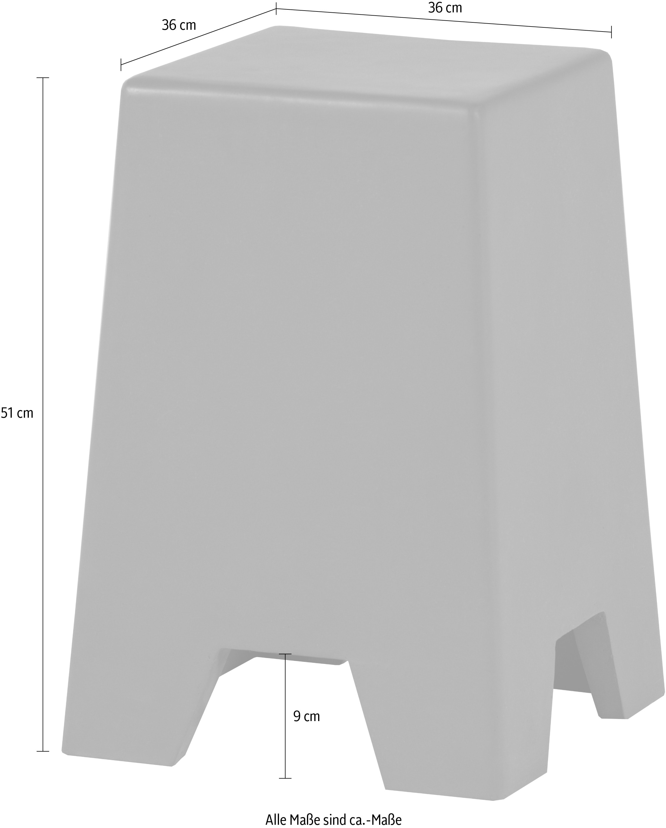 WOOOD Beistelltisch »Zina aus Fiberclay mit kompakter Form B 36 x T 36 x H 51 cm« Glasfaser-Ton-Verbund mit Betonoptik, vormontiert geliefert