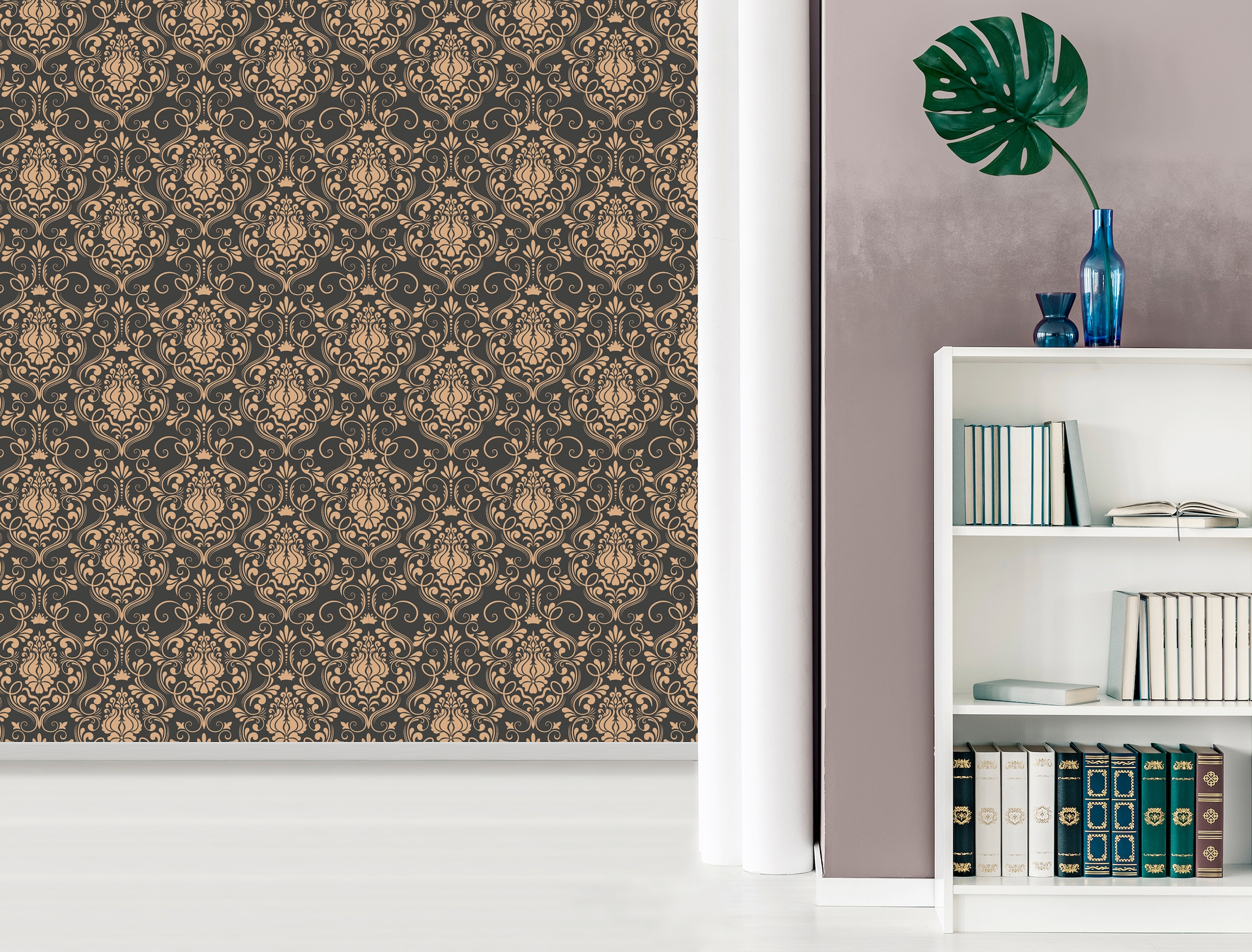 queence Vinyltapete »Lara«, bedruckt-Barock-Antikoptik-Kunst, 90x250cm, selbstklebend, kinderleichte Anbringung, Sticker