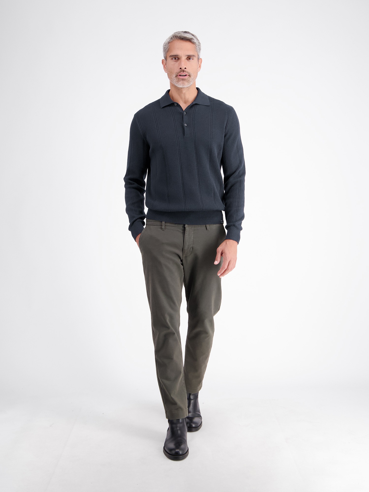 LERROS Langarm-Poloshirt »Elegantes Langarmpolo mit raffinierten Vertikalstreifen«