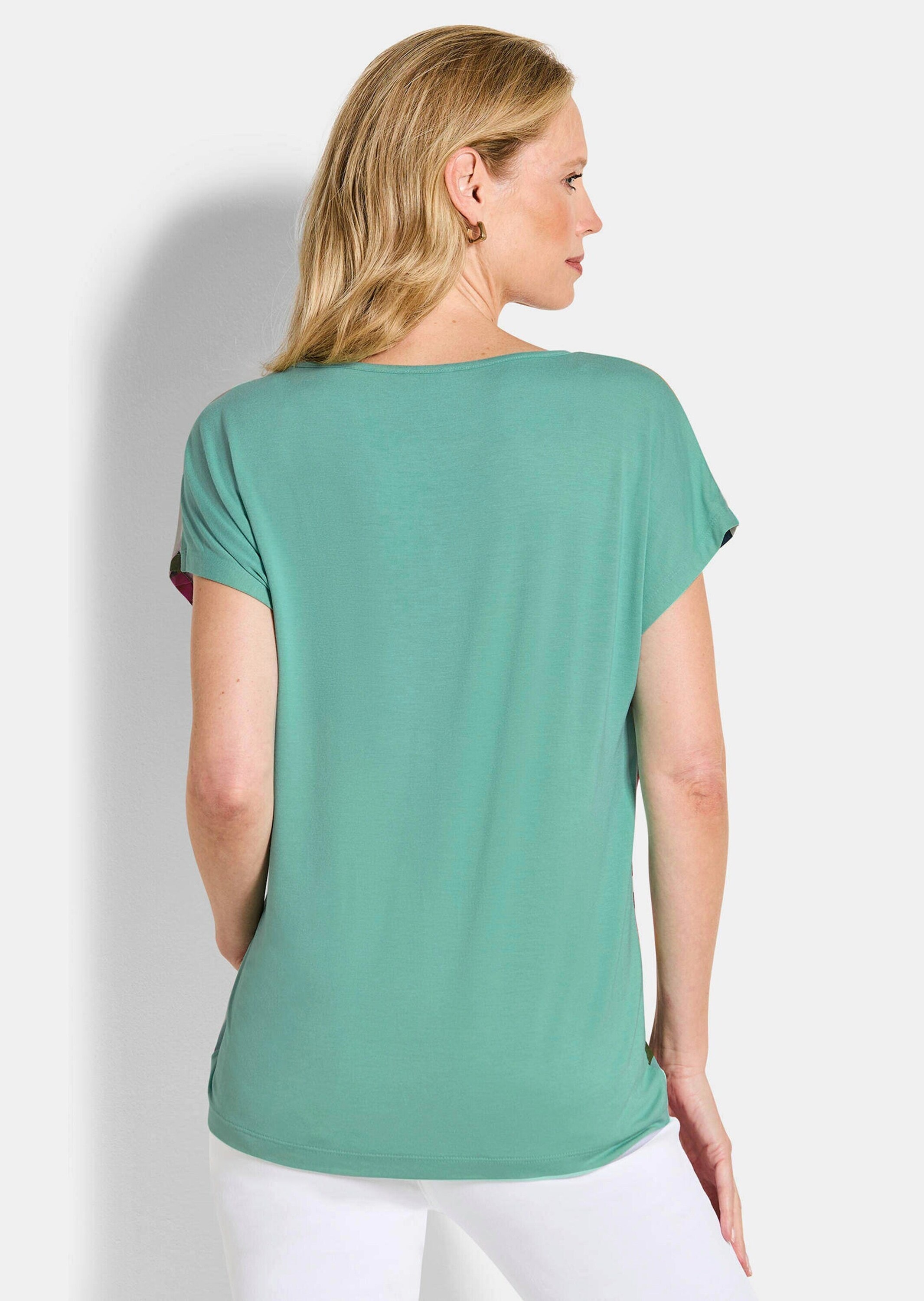 GOLDNER Schlupfbluse »Streifenshirt mit floralen Akzenten« Rückteil aus stretchbequemen Viskosejersey