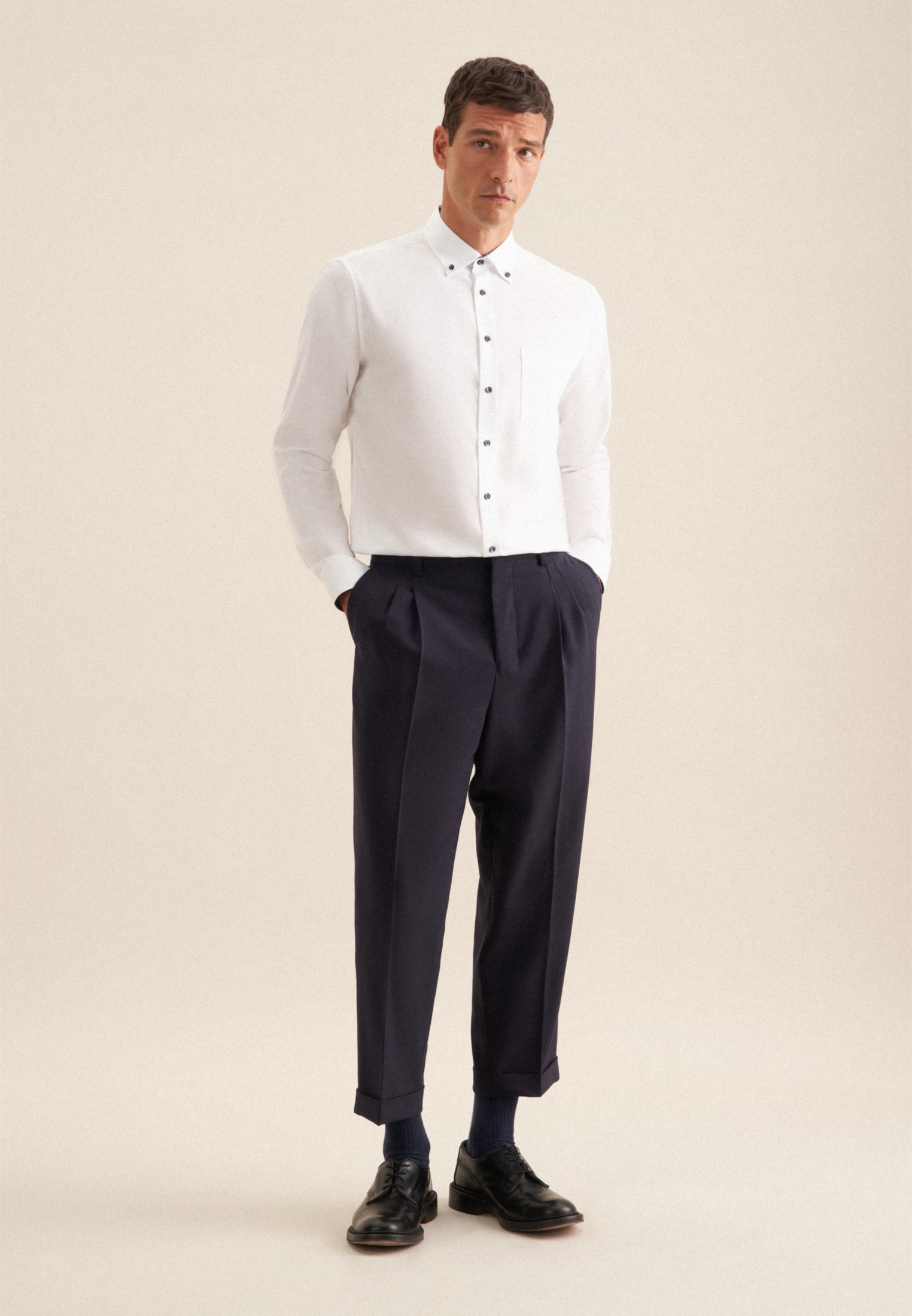 seidensticker Businesshemd »Regular«, Regular Langarm Button-Down-Kragen Uni