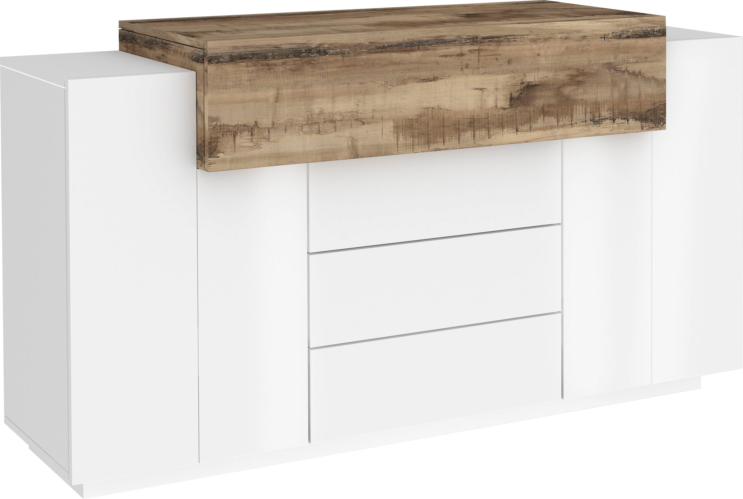 INOSIGN Kommode »Coro, Kommode, Schrank, Kredenz, grifflos«, 1 Klappe,2 Türen,3 Schubkästen Doppeltiefe Hochglanz Front Breite 160