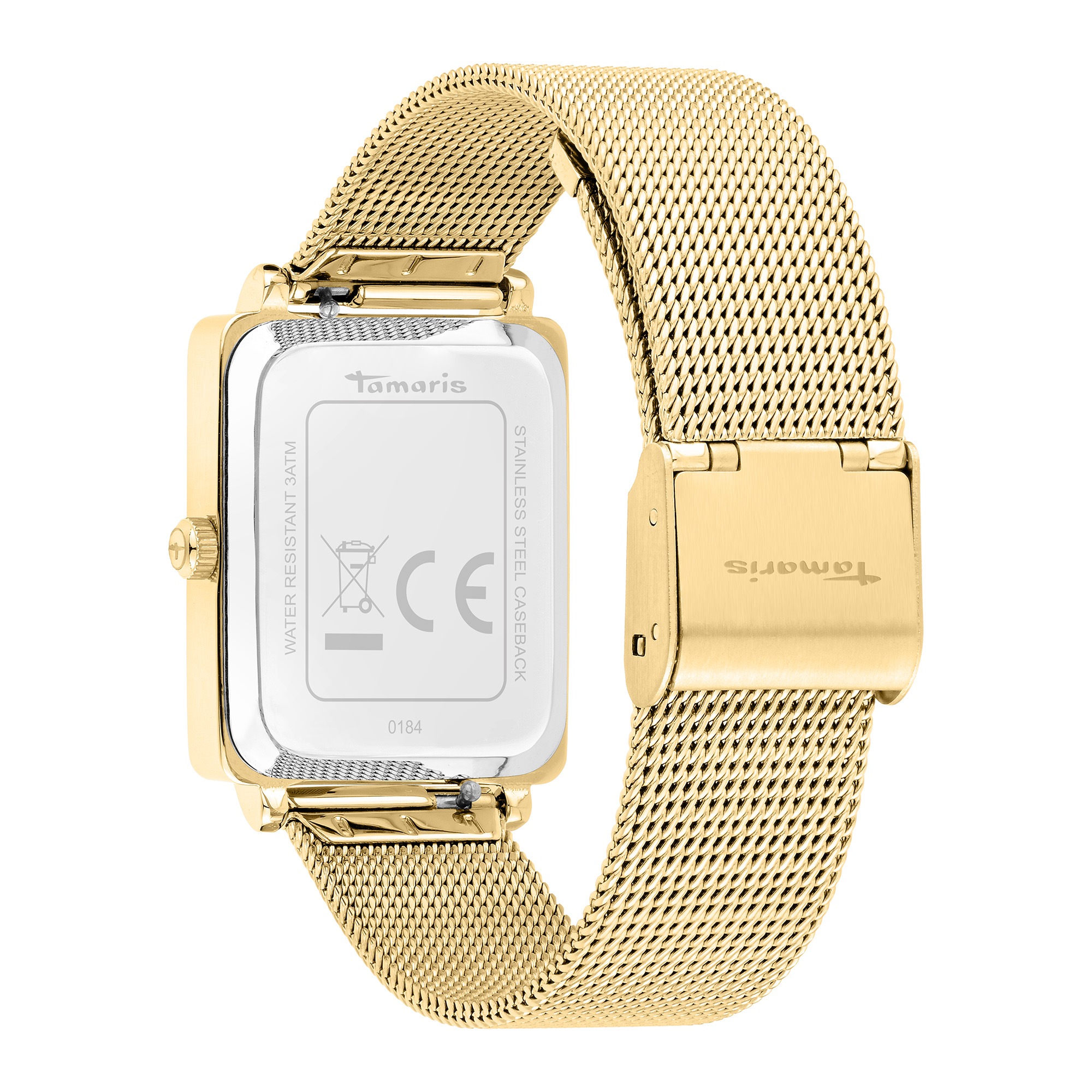 Tamaris Quarzuhr »Square Meets Mesh« Armbanduhr, Damenuhr, Edelstahlarmband, analog