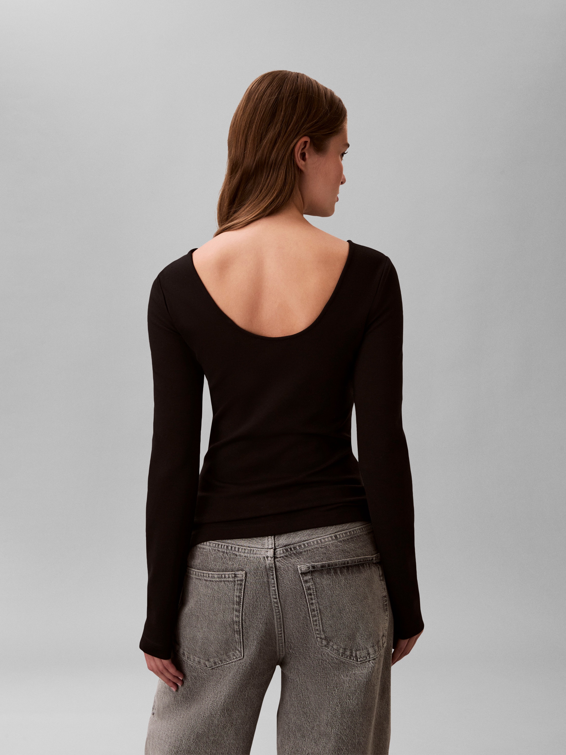 Calvin Klein Jeans Langarmshirt Figurbetonte Passform mit Rundhalsausschnitt