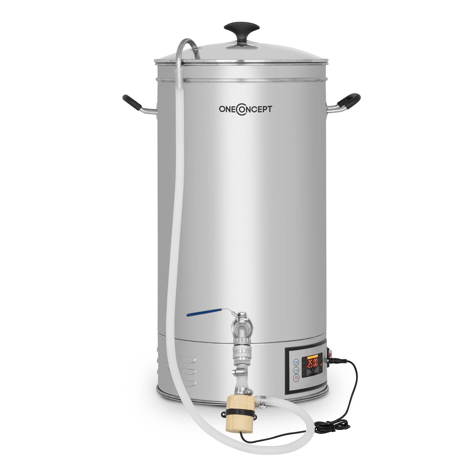 ONECONCEPT Maischekessel 30 Liter 30-140°C Umwälzpumpe Edelstahl