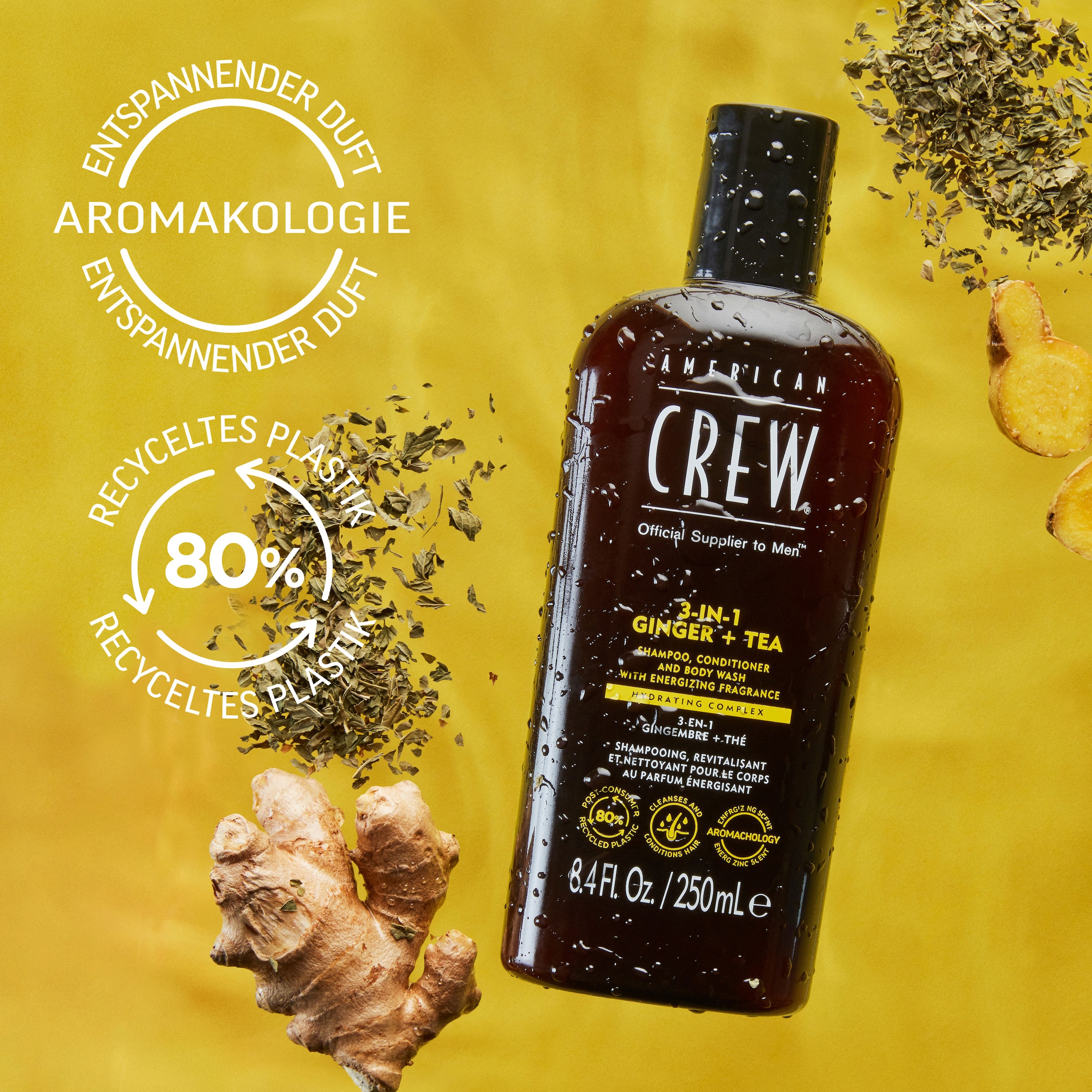 American Crew Haarshampoo »3In1 Ginger & Tea Shampoo, Conditioner & Body Wash 450 ml«, (1 tlg.)