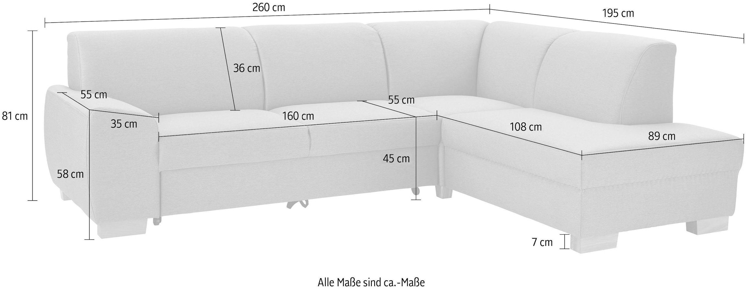 DOMO collection Ecksofa »Incanto kubische Formensprache, komfortabel, L-Form« wahlweise mit Bettfunktion