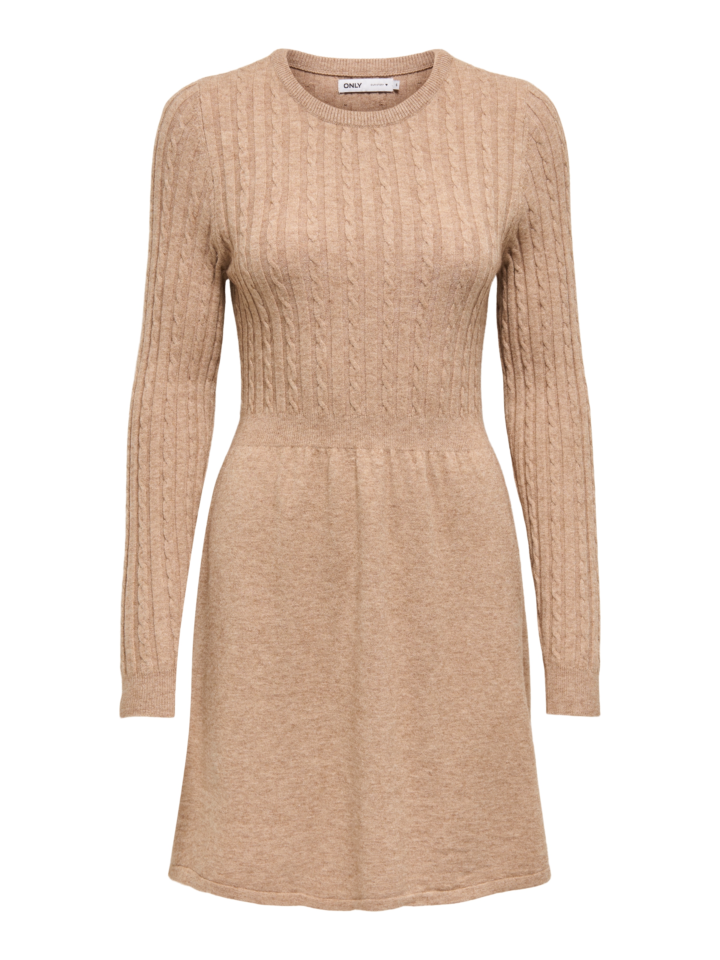 ONLY Strickkleid »ONLFIA LS CABLE DRESS KNT«, tailliert und mit dezentem Zopfstrickmuster im Oberteil