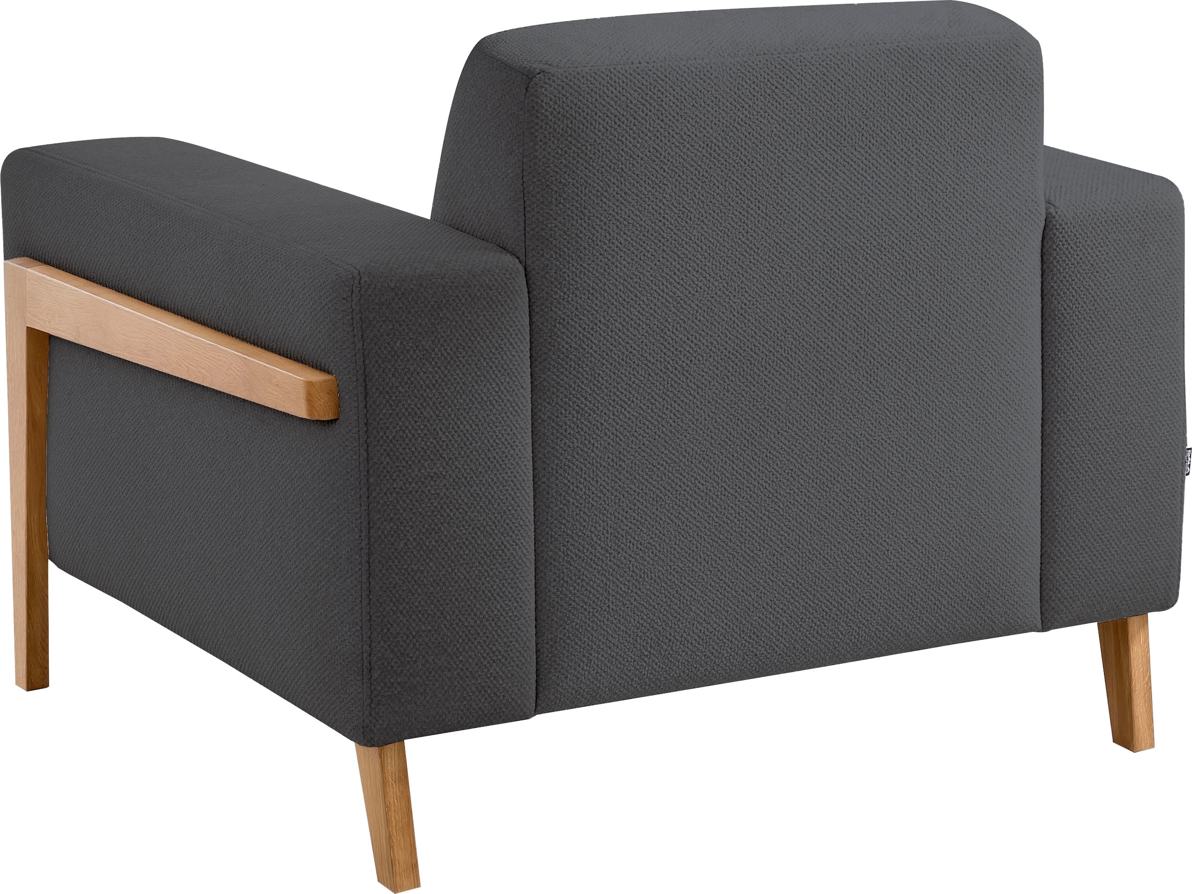 exxpo - sofa fashion Sessel »Starr, Loungesessel, Scandic Design mit Sichtholz am Armteil«, im Scandinavian Design, mit Massive Holzfüße, frei im Raum stellbar