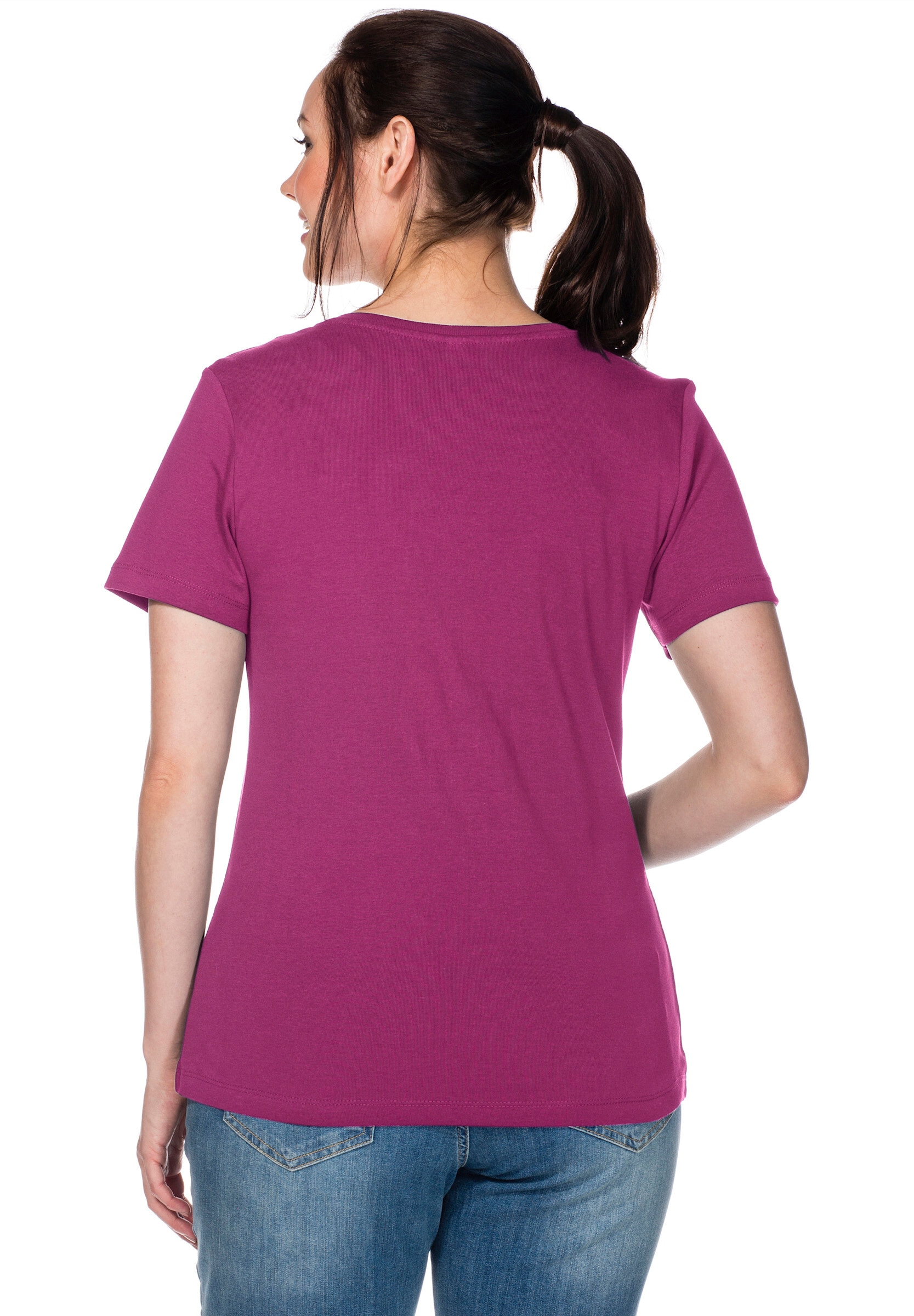 Sheego T-Shirt »T-Shirt T-Shirt mit V-Ausschnitt, Rippqualität«