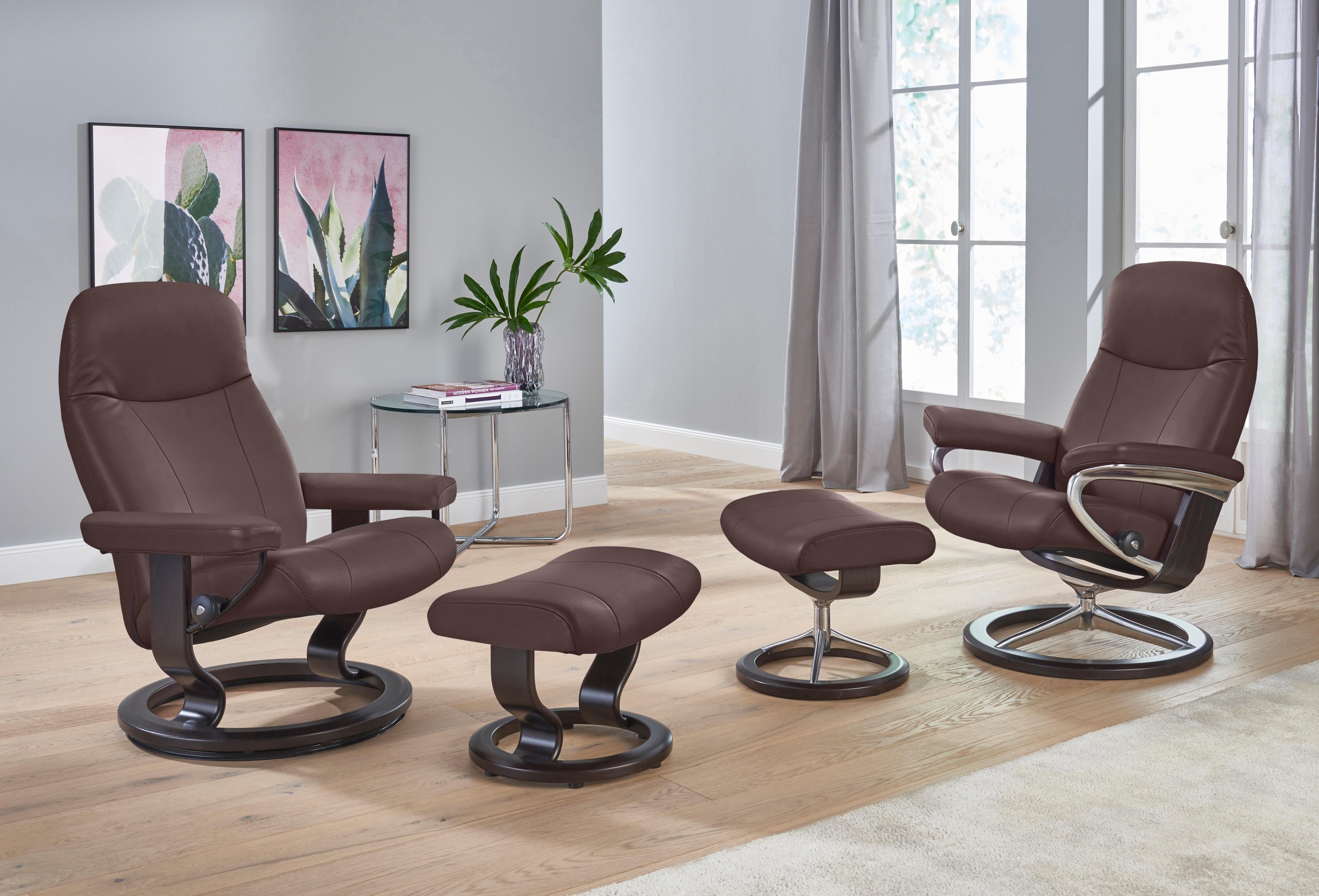 Stressless® Relaxsessel »Garda«, (Set, online Wenge L, Größe Hocker, Classic mit mit kaufen Hocker), Relaxsessel Base, Gestell mit