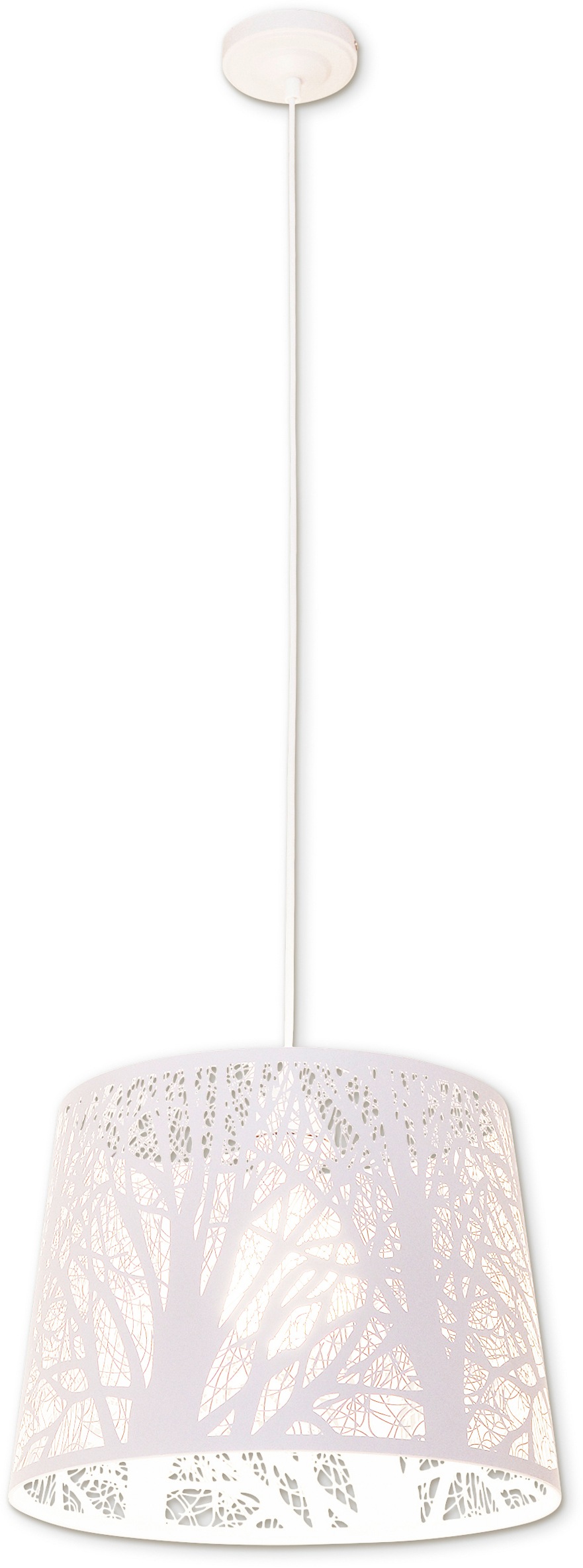 näve Pendelleuchte »White Wood«, 1 flammig, Leuchtmittel E27 | ohne Leuchtmittel, Schirm mit Astdekor weiß 1xE27 Höhe 110cm mx. 60W