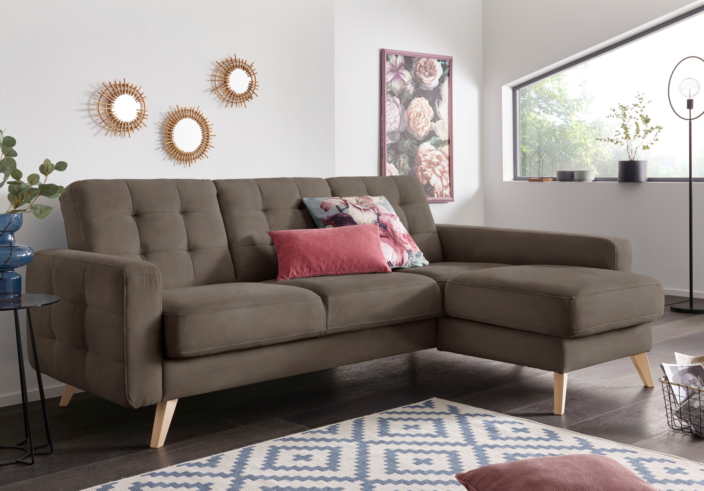 exxpo - sofa fashion Ecksofa »Nappa, kompakt und komfortabel, bequem, zeitloses Design, L-Form«, tolle Detailverarbeitung, inkl. Bettfunktion und Bettkasten