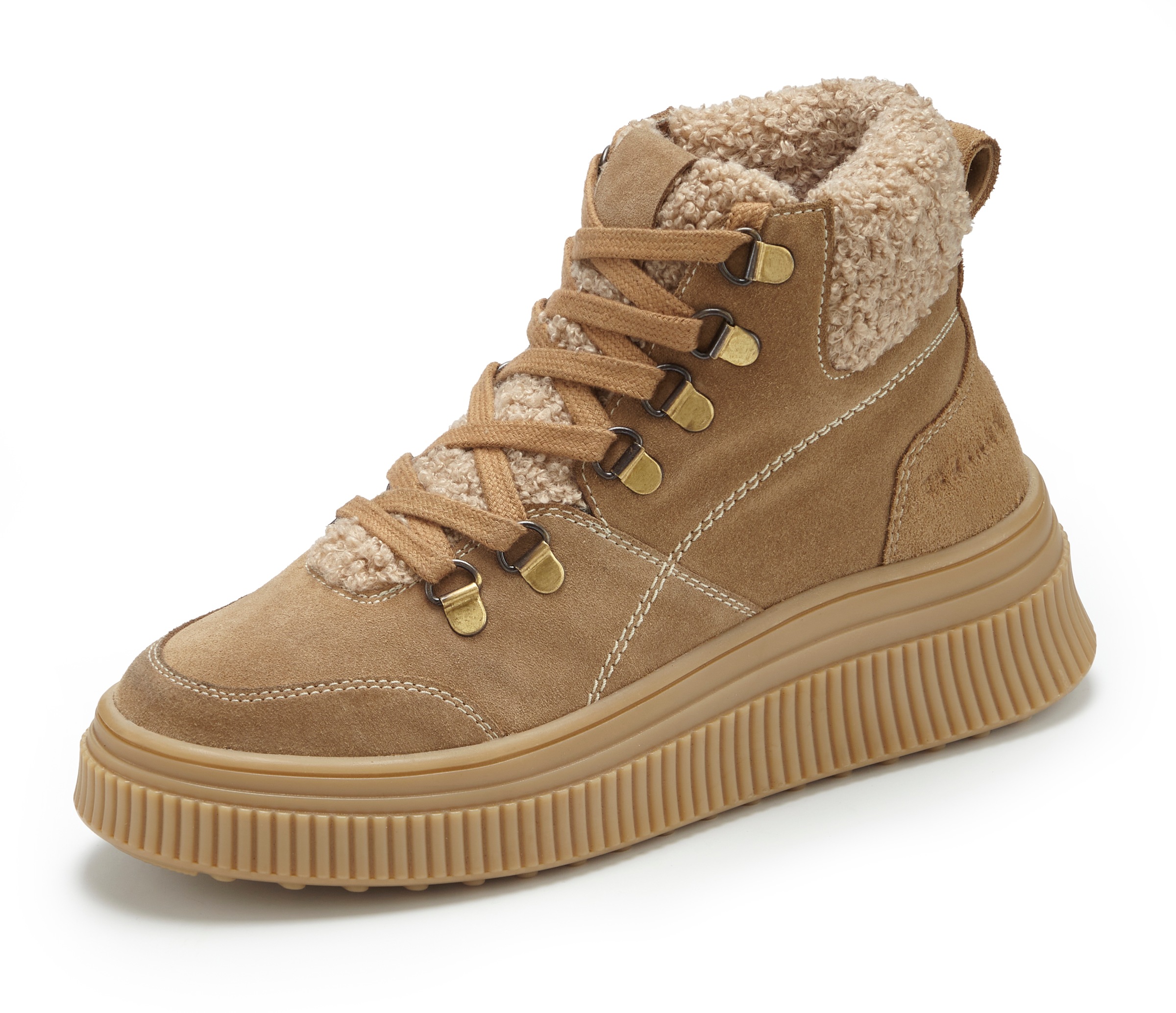 Elbsand Stiefelette »Stiefel, Boots, Winterboots, Lederstiefelette, Lederboots«  NEU aus hochwertigem Veloursleder mit Teddyfell und Plateausohle