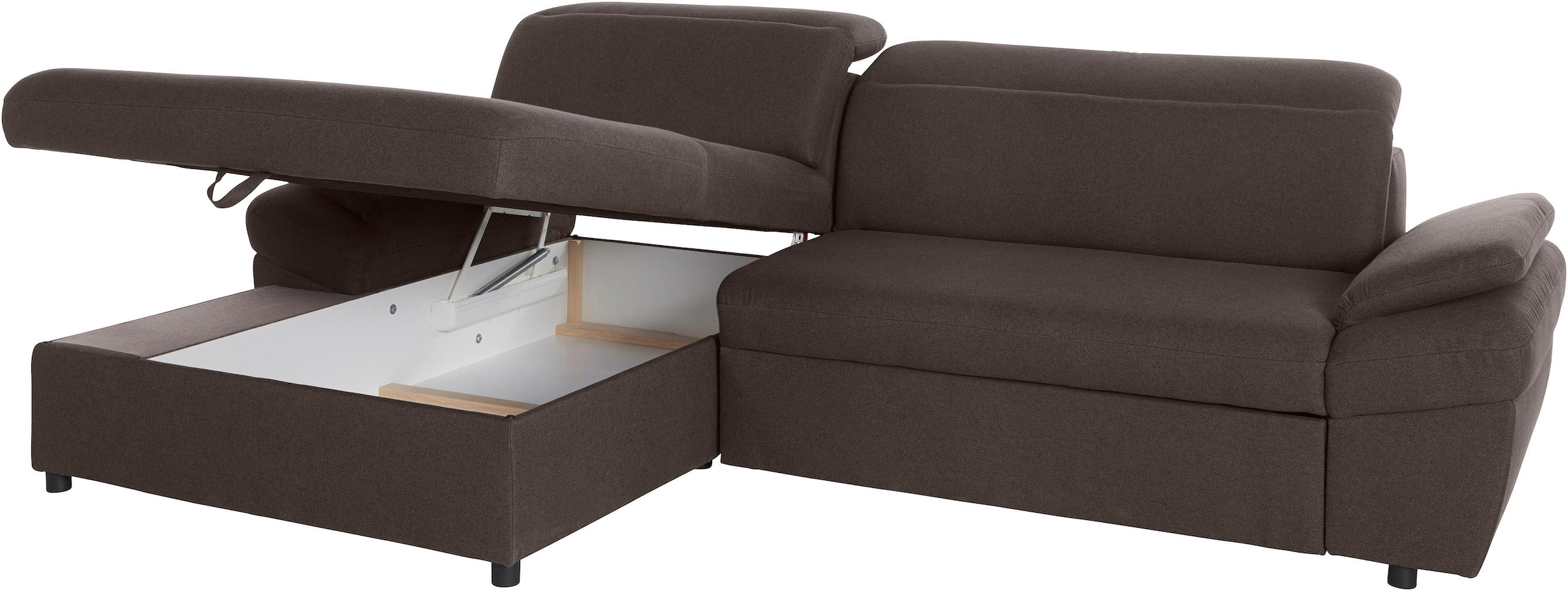exxpo - sofa fashion Ecksofa »Kyoto, inkl. Kopfteil- und Armteilverstellung, hoher Sitzkomfort« wahlweise mit Bettfunktion und Bettkasten, hochwertige Bezüge, L-Form