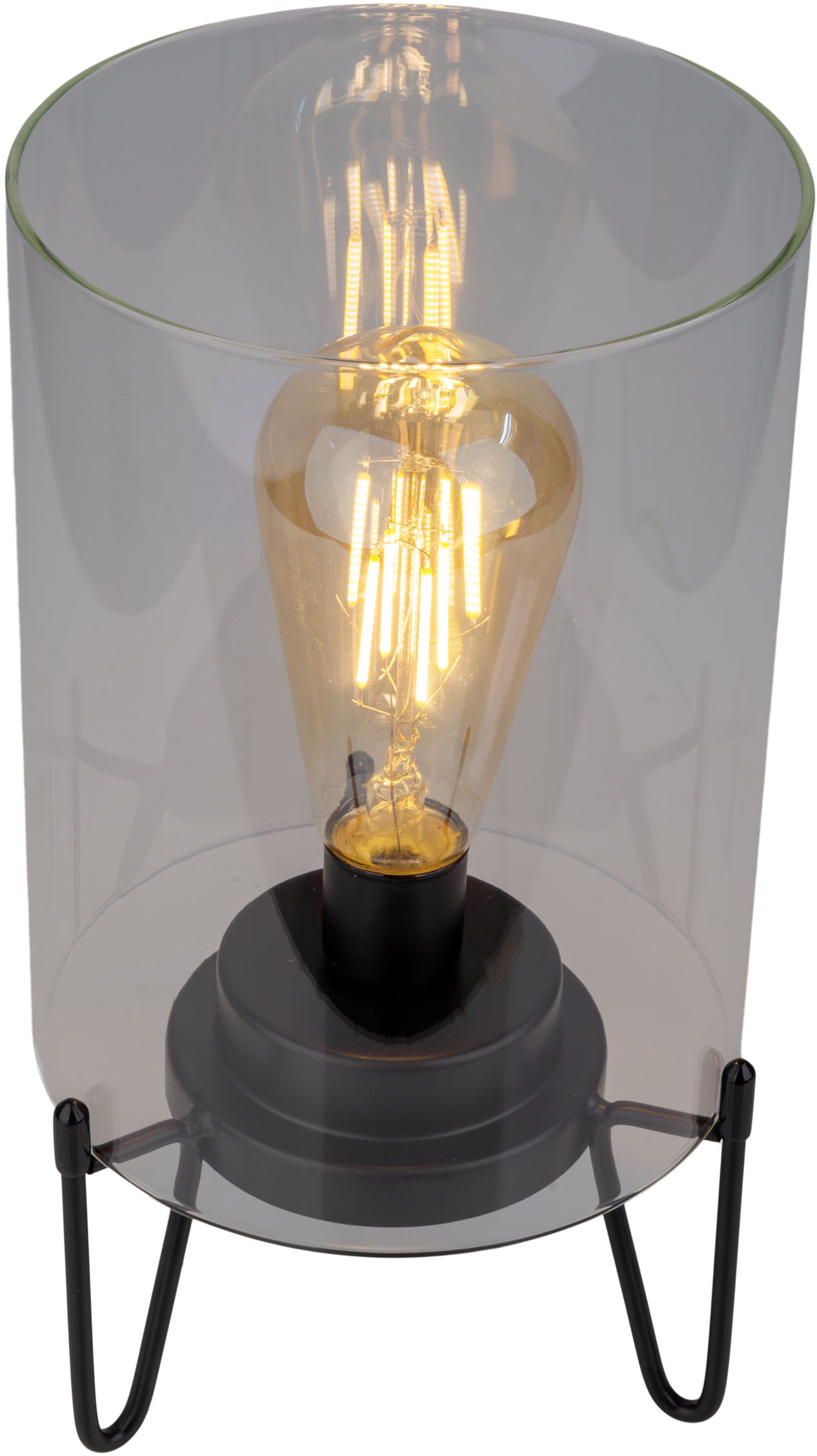 näve LED Außen-Tischleuchte »Lonna« LED-Modul 1 Stk. Warmweiß Glasschirm klar, batteriebetrieben, Timer, Gestell schwarz, H: 28,5cm