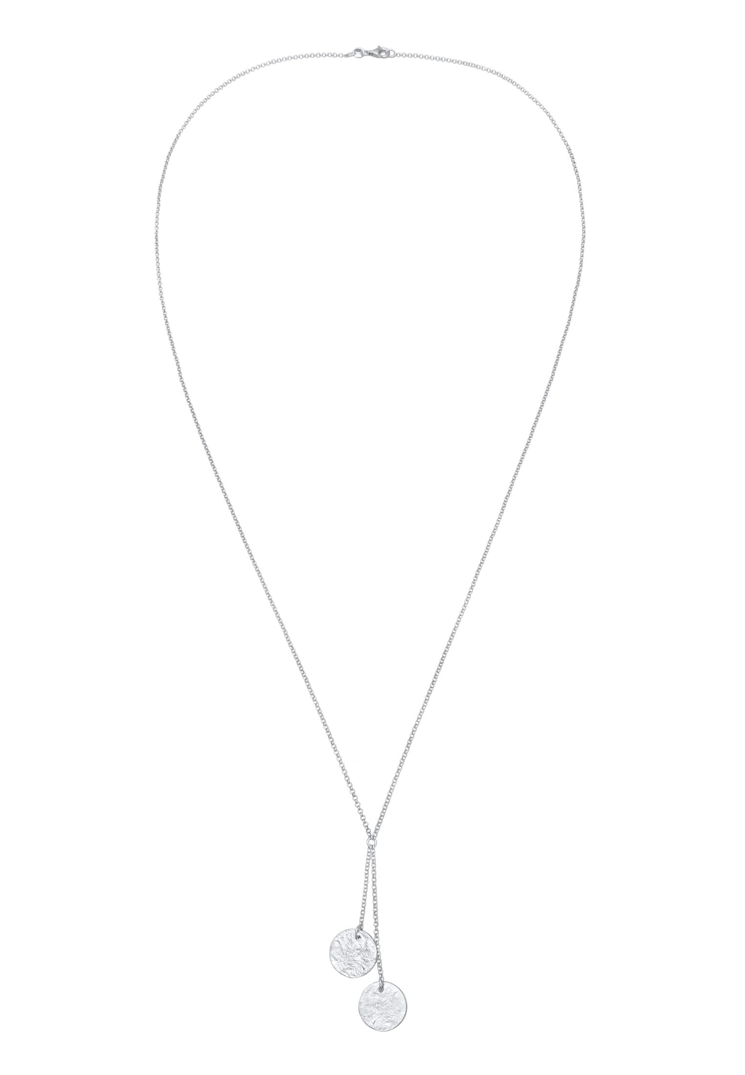 Elli Lange Kette »Halskette Y-Kette Plättchen Coin Strukturiert 925 Silber«