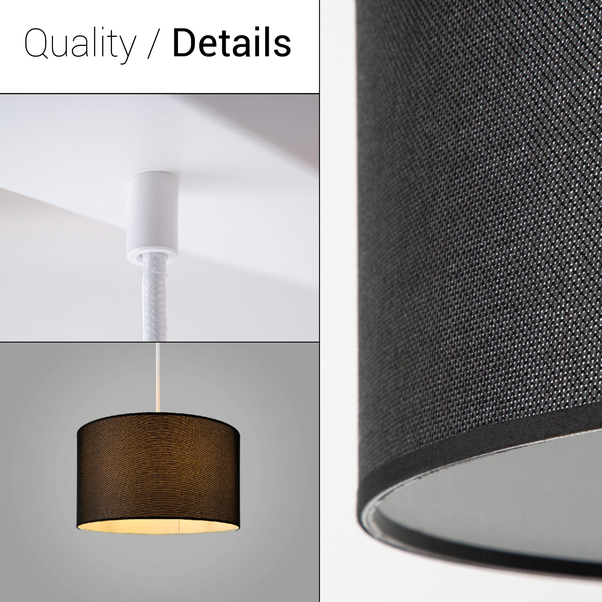 Paco Home Pendelleuchte »HUGO CANVAS UNI COLOR«, Leuchtmittel E27 | ohne Leuchtmittel, Pendelleuchte Wohnzimmer Hängelampe Esszimmer Lampenschirm E27 Uni