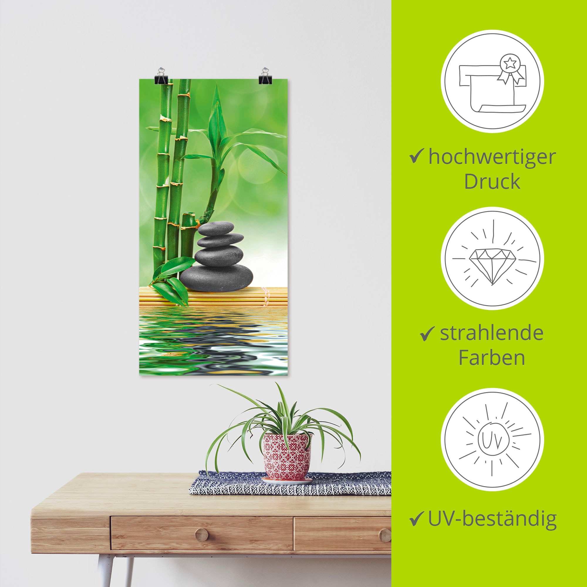 Artland Wandbild »Spa Konzept Zen Basaltsteine«, Zen, (1 St.), als Leinwandbild, Poster, Wandaufkleber in verschied. Größen