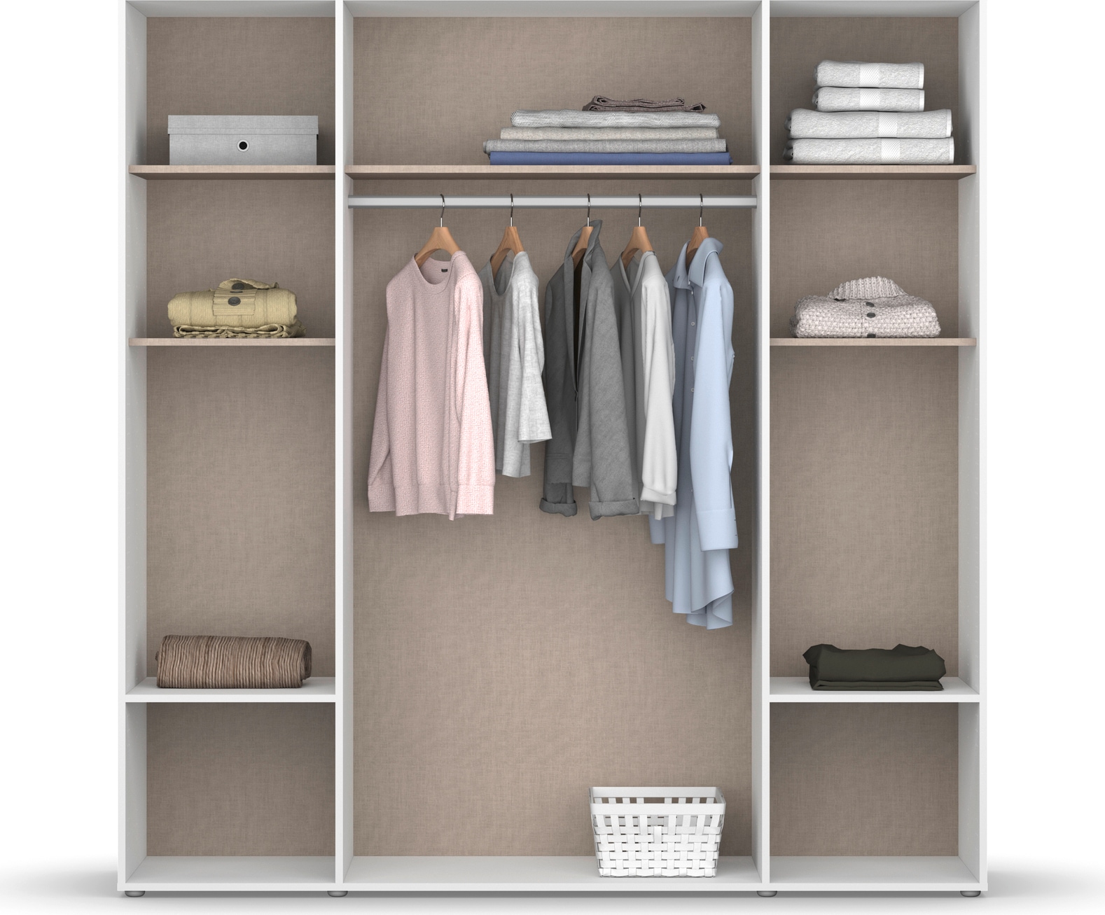 rauch Drehtürenschrank »Kleiderschrank Schrank Garderobe Wäscheschrank NAGATA viel Stauraum«, (in 3 verschiedenen Ausstattungen BASIC/CLASSIC/PREMIUM), mit Schubladen sowie Stangengriffen TOPSELLER MADE IN GERMANY