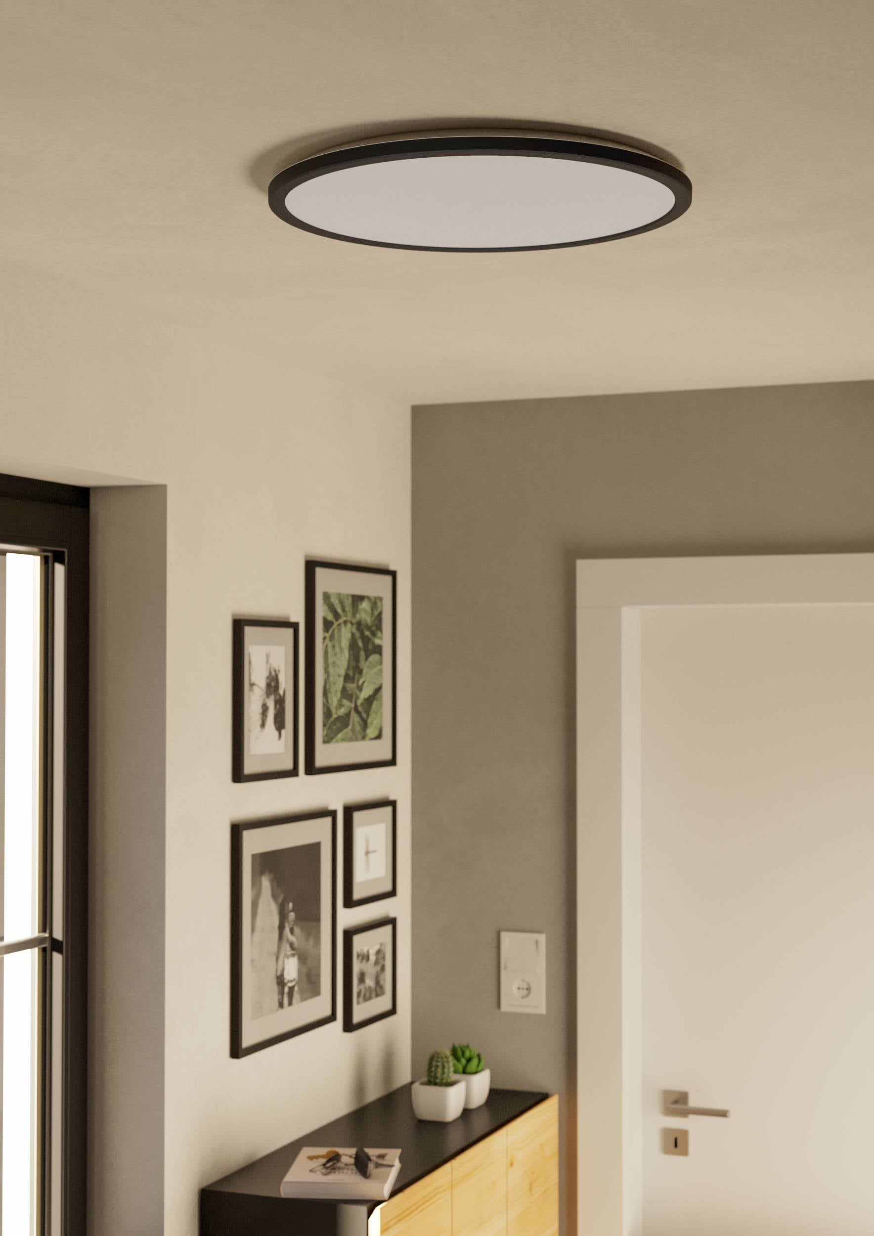 EGLO Deckenleuchte »Rovito Deckenlampe, Deckenbeleuchtung, Badlampe, Kunststoff, IP44« LED-Modul 1 Stk. Kaltweiß | Neutralweiß | Warmweiß Wand-/Deckenleuchte - H3,2 x Ø50 cm - schwarz - 16,8W inkl.