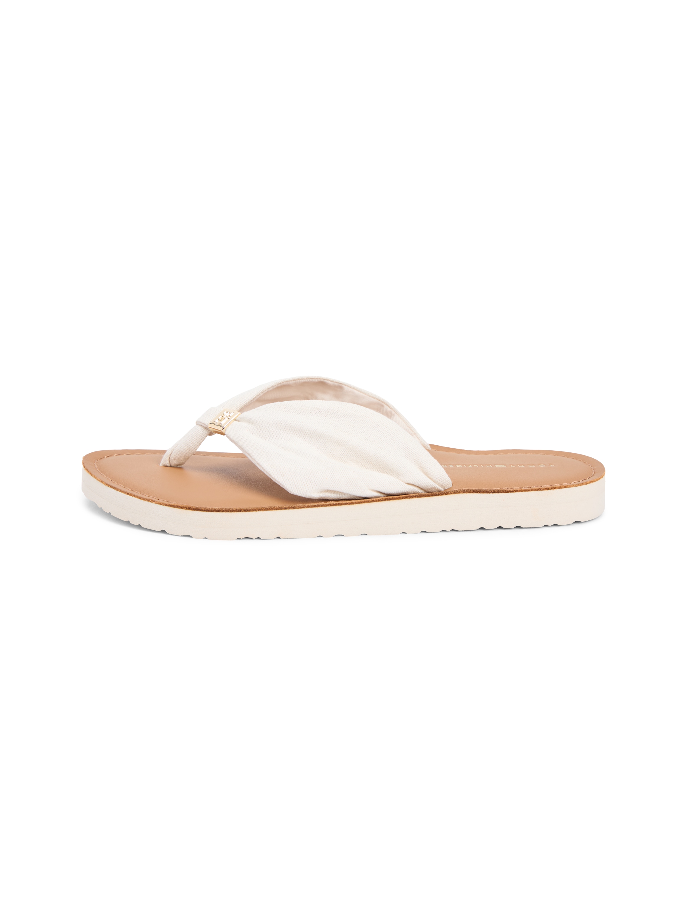 Tommy Hilfiger Zehentrenner »TH LTR FOOTBED SUMMER SANDAL«  Sommerschuh, Strandschuh, Dianette, Flat mit Logoemblem