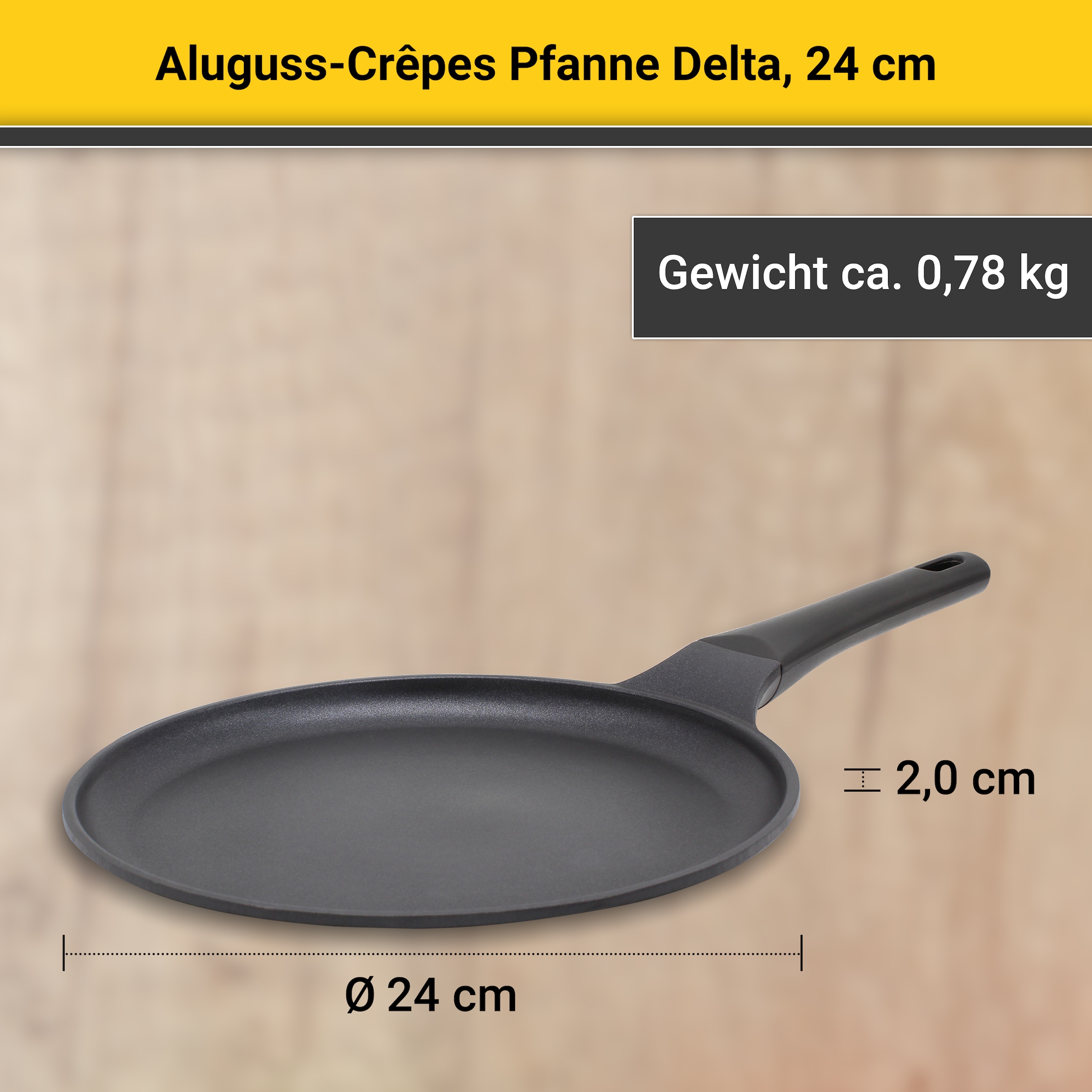 Krüger Crêpepfanne »Delta«, Aluminiumguss, für Induktions-Kochfelder geeignet