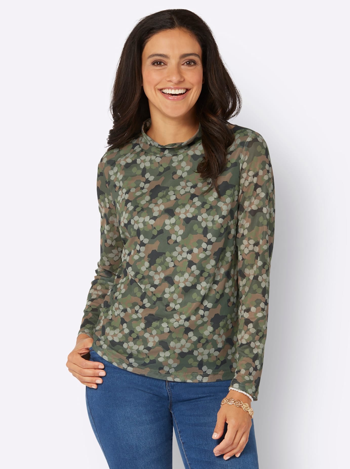 Inspirationen Langarmshirt »Stehkragen-Shirt«, (1 tlg.)