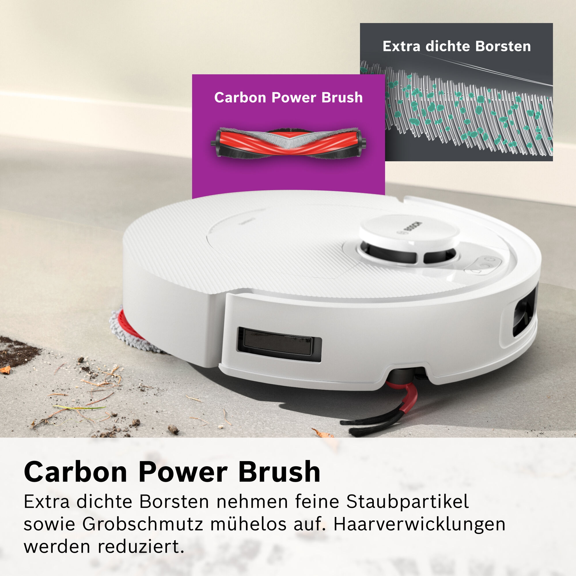 BOSCH 1100000002199 »mit Wischfunktion Spotless 2 BCR2S1B/BCR2S1W, 25.000 Pa Saugkraft« Selbstreinigung, Nass-Trocken-Servicestation, rotierende Pads