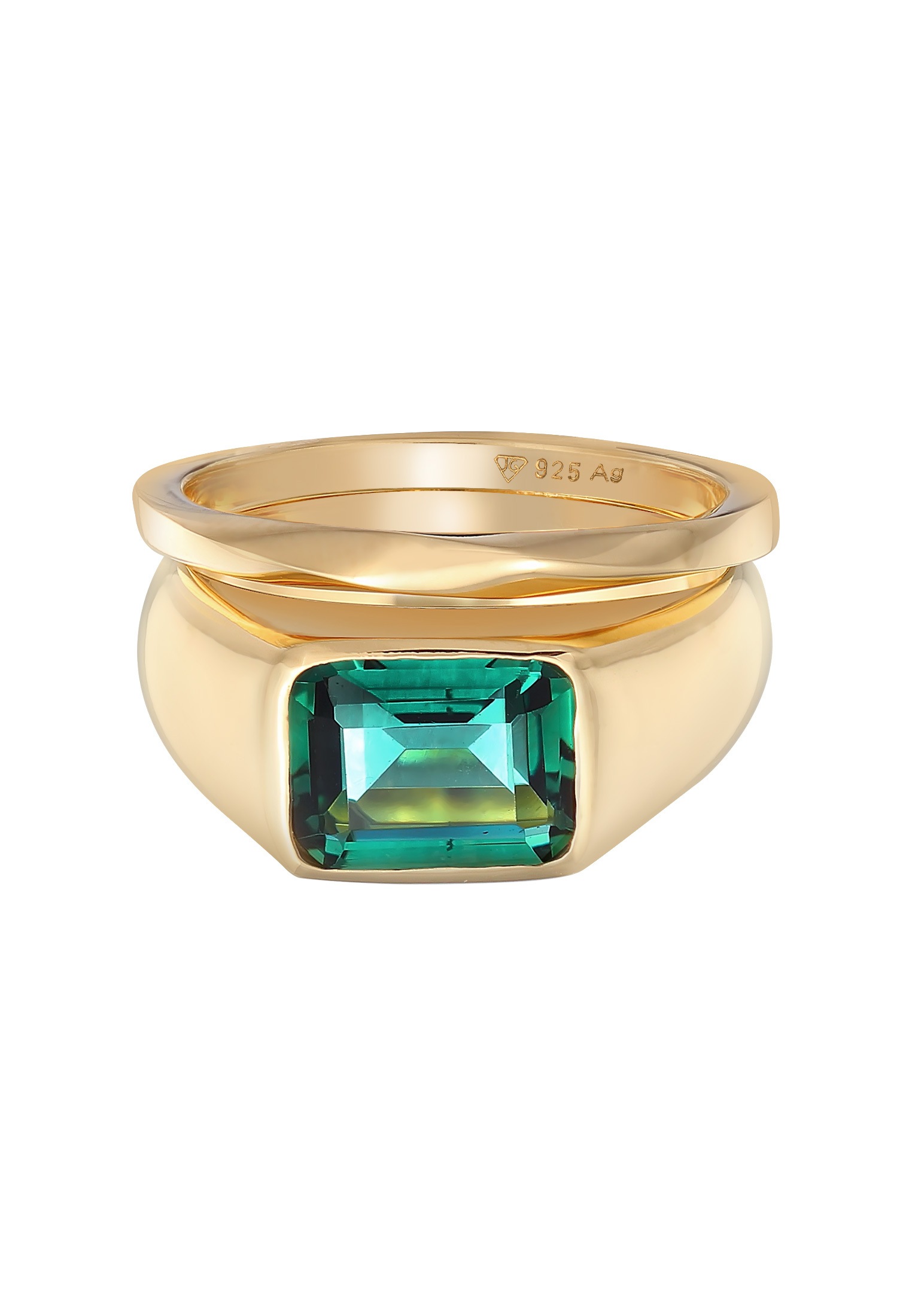 Elli Premium Ring-Set »Ring Siegelring Quartz Bandring Set 925 Silber«